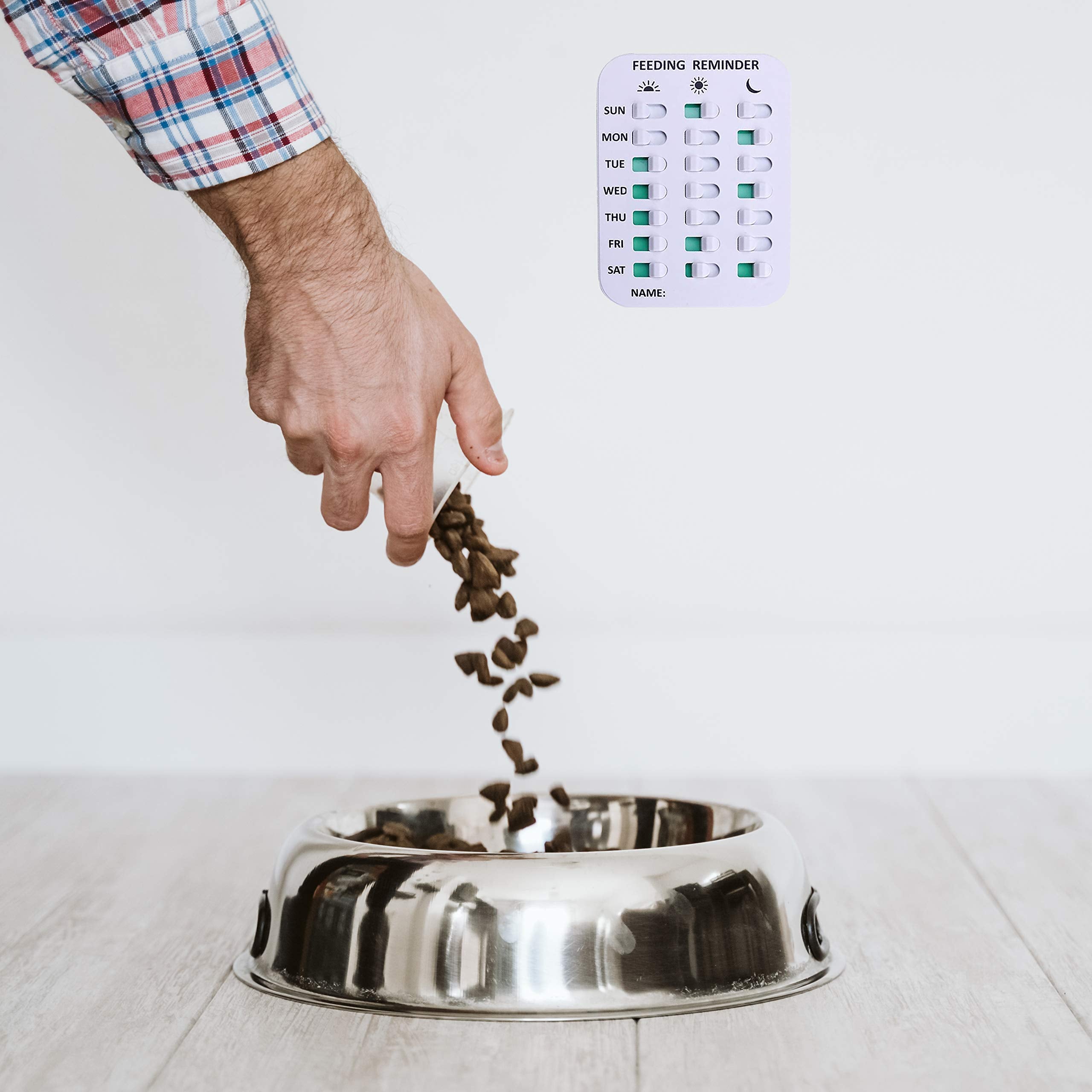 RBD Health Dog Feeding Reminder, Magnetic OR Double Sided Adhesive Application, Reminder with Weekdays AM/PM Indicators to Track