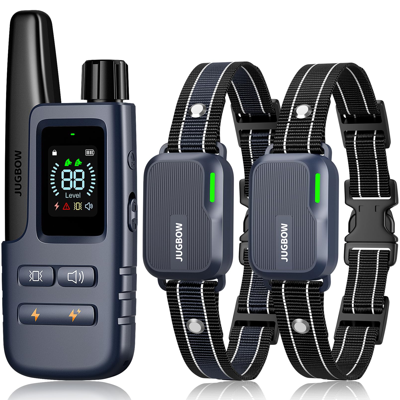 Jugbow Dog Shock Collar 2 Dogs (10-120Lbs) - 4200Ft Dog Training Collar With Remote Ipx7 Waterproof Electric Collar With 4 Training Modes, Rechargeable E-Collar For Lager Medium Small Dog Dark Blue