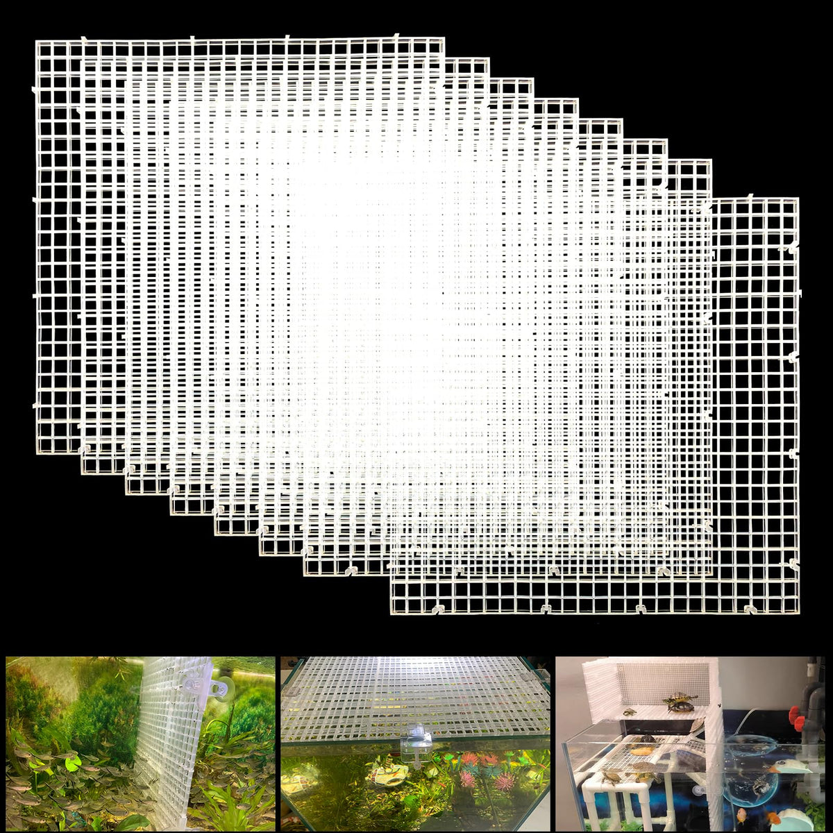 Weramics Adjustable Aquarium Fish Tank Divider Filter Bottom Plastic Grid Fish Tank Isolation Board Plastic Egg Crate Tray(White