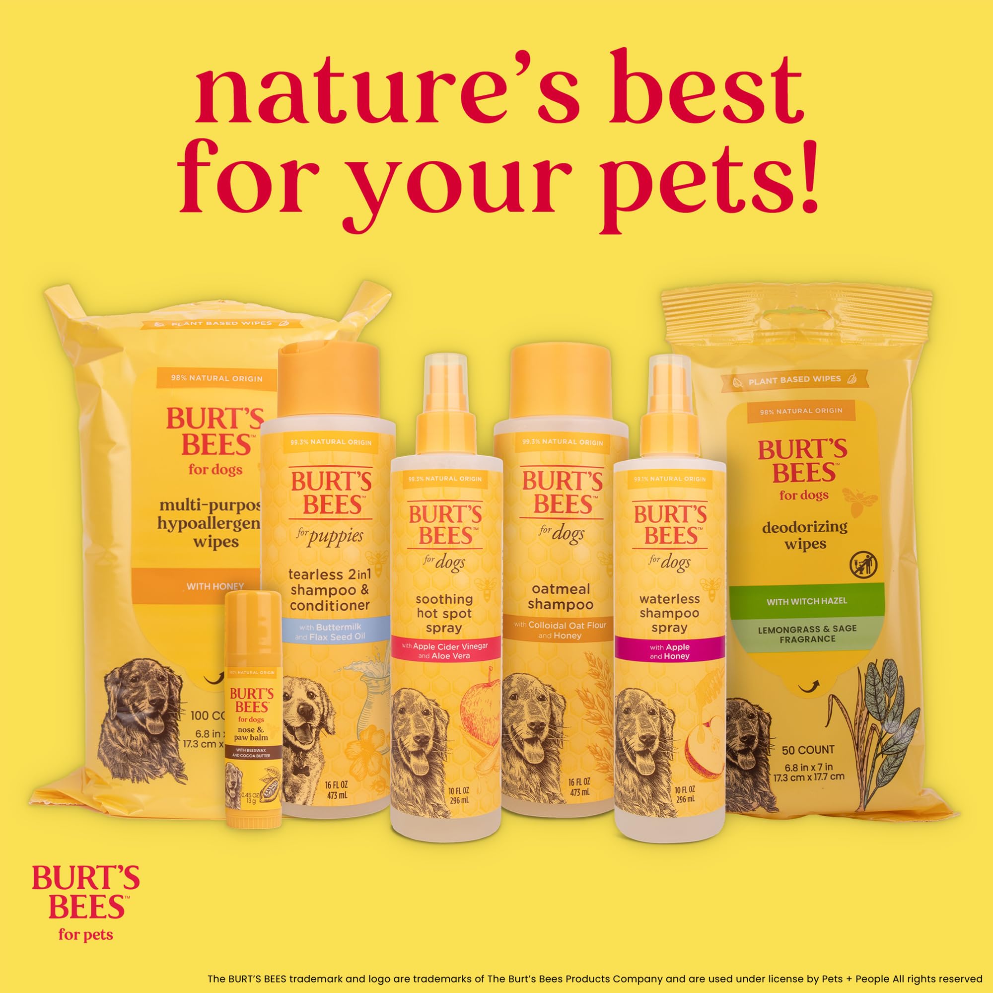Burt'S Bees For Pets Deodorizing Dog Wipes With Witch Hazel, Lemongrass And Sage Fragrance, 98% Natural Origin Formulas, Dog Wip