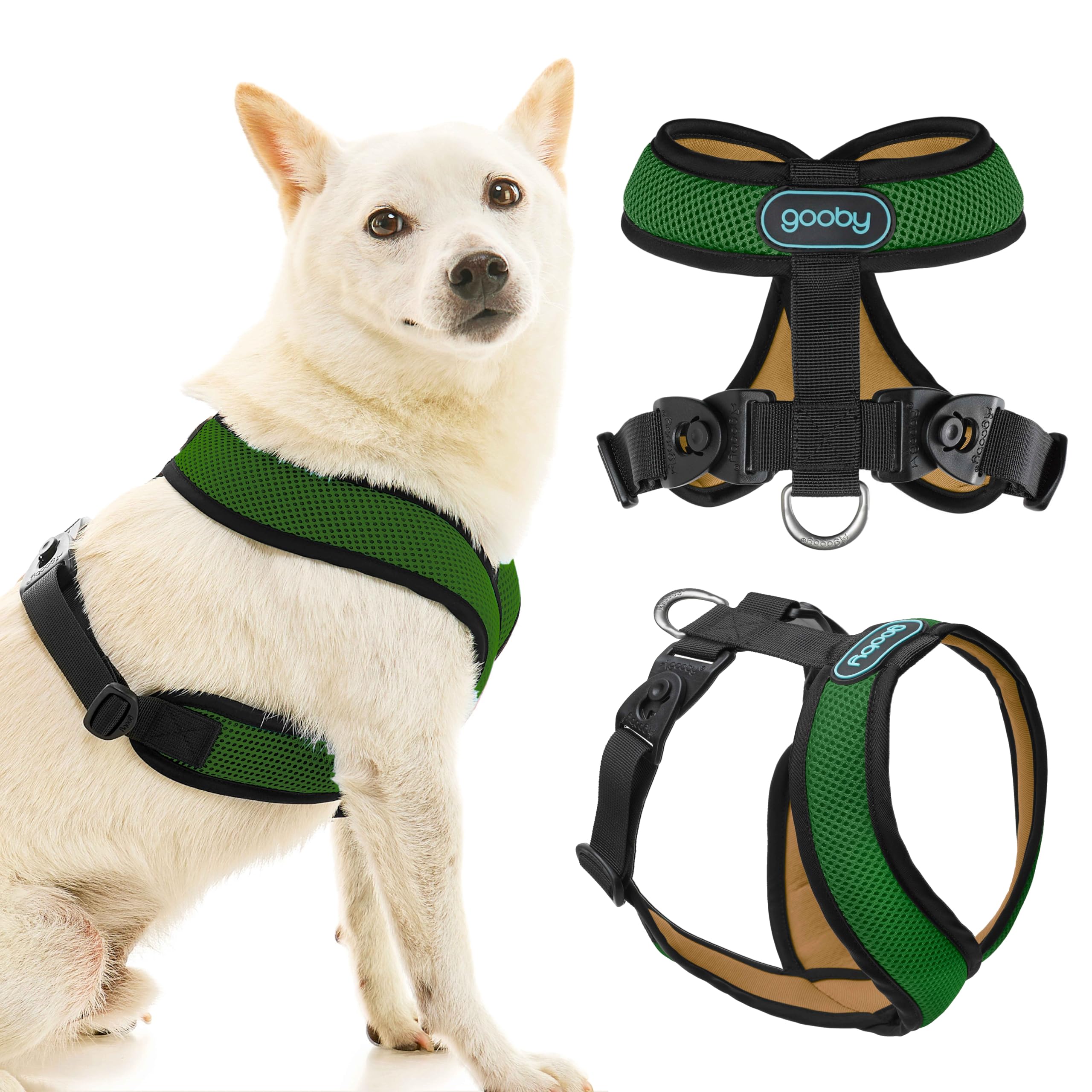 Gooby Comfort X Harness Dual Snap Mesh In Dog Harness - Forest, Large
