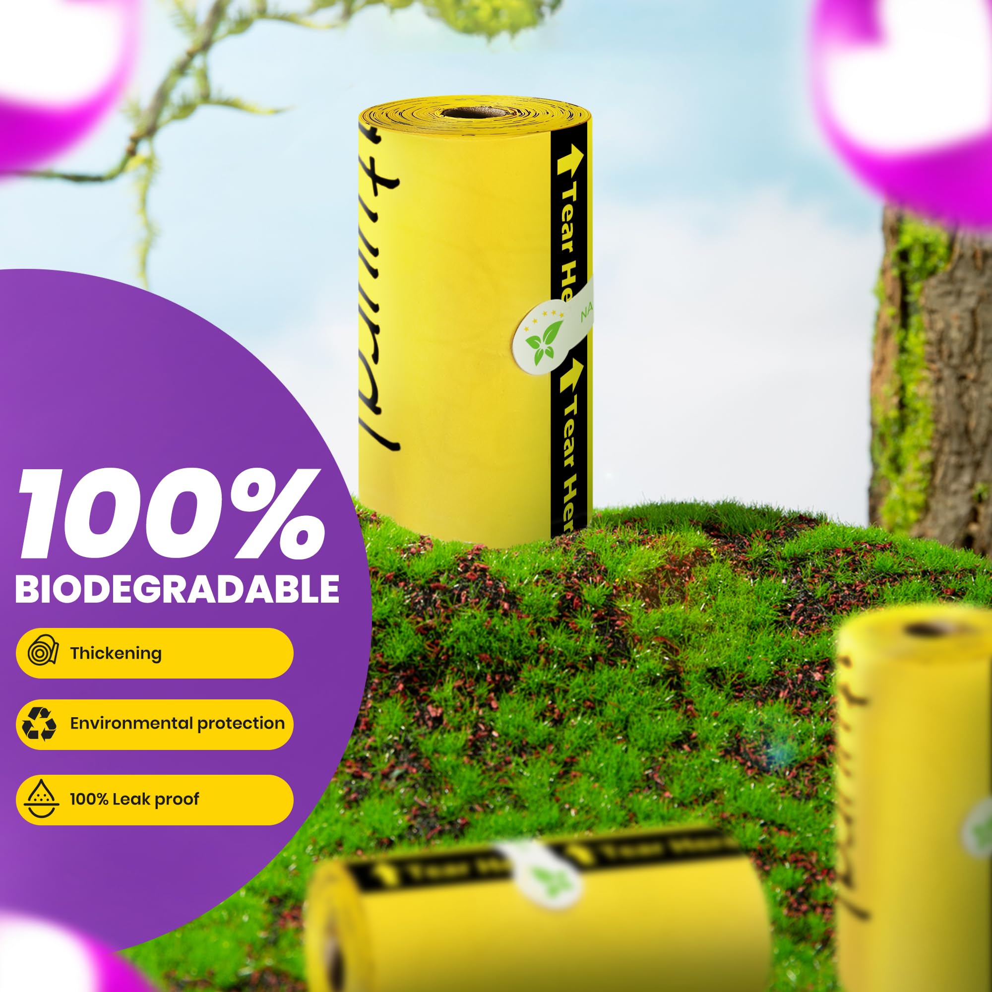 Dog Poop Bags-150 Counts with Leash Dispenser (10 Rolls), Biodegradable Poop Bags, Eco-friendly and Easy to Open, Thick Dog Wast