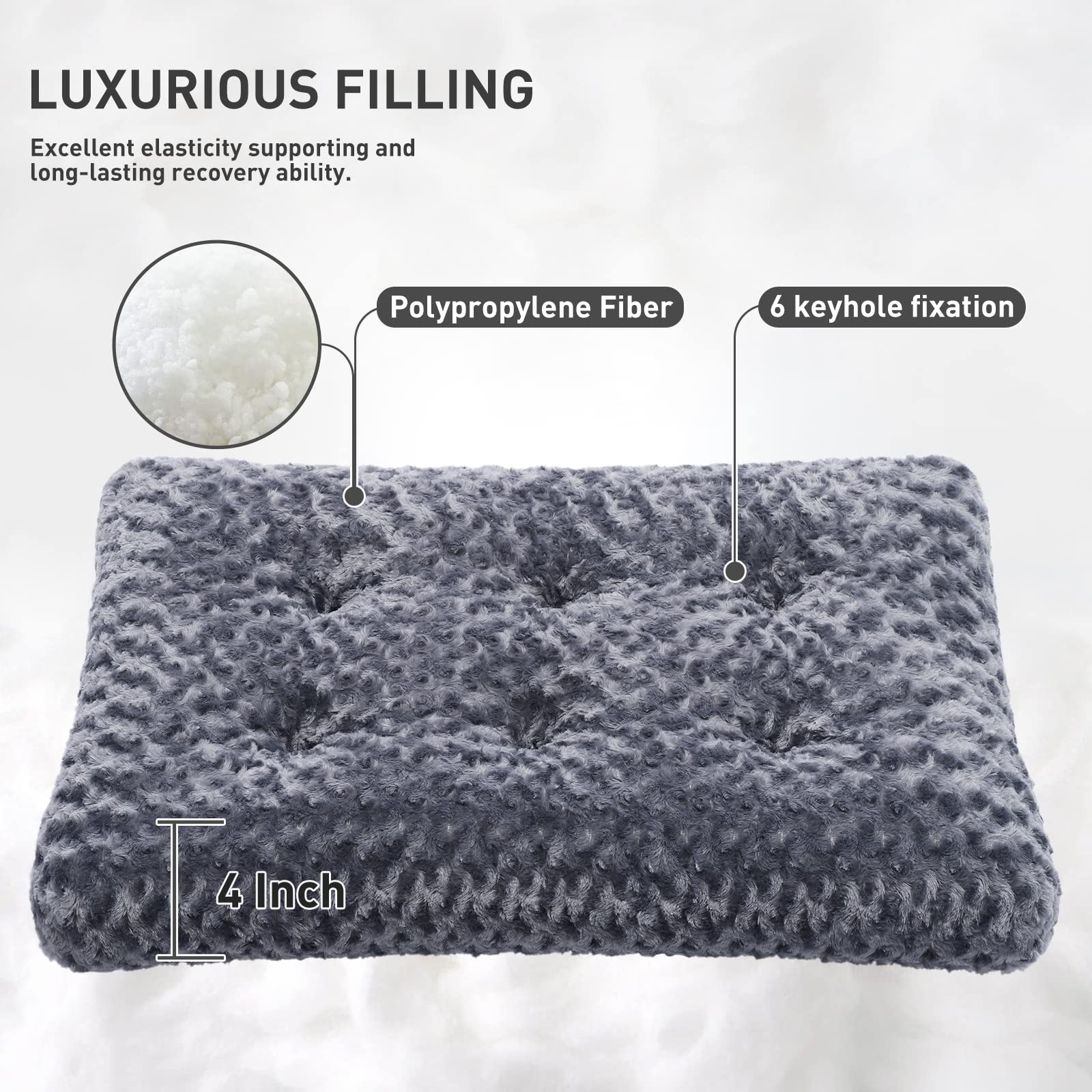 Ksiia Washable Dog Bed Deluxe Plush Dog Crate Beds Comfy Kennel Pad Anti-Slip Pet Sleeping Mat For Large, Jumbo, Medium, Small Dogs Breeds, 53' X 36', Dark Grey