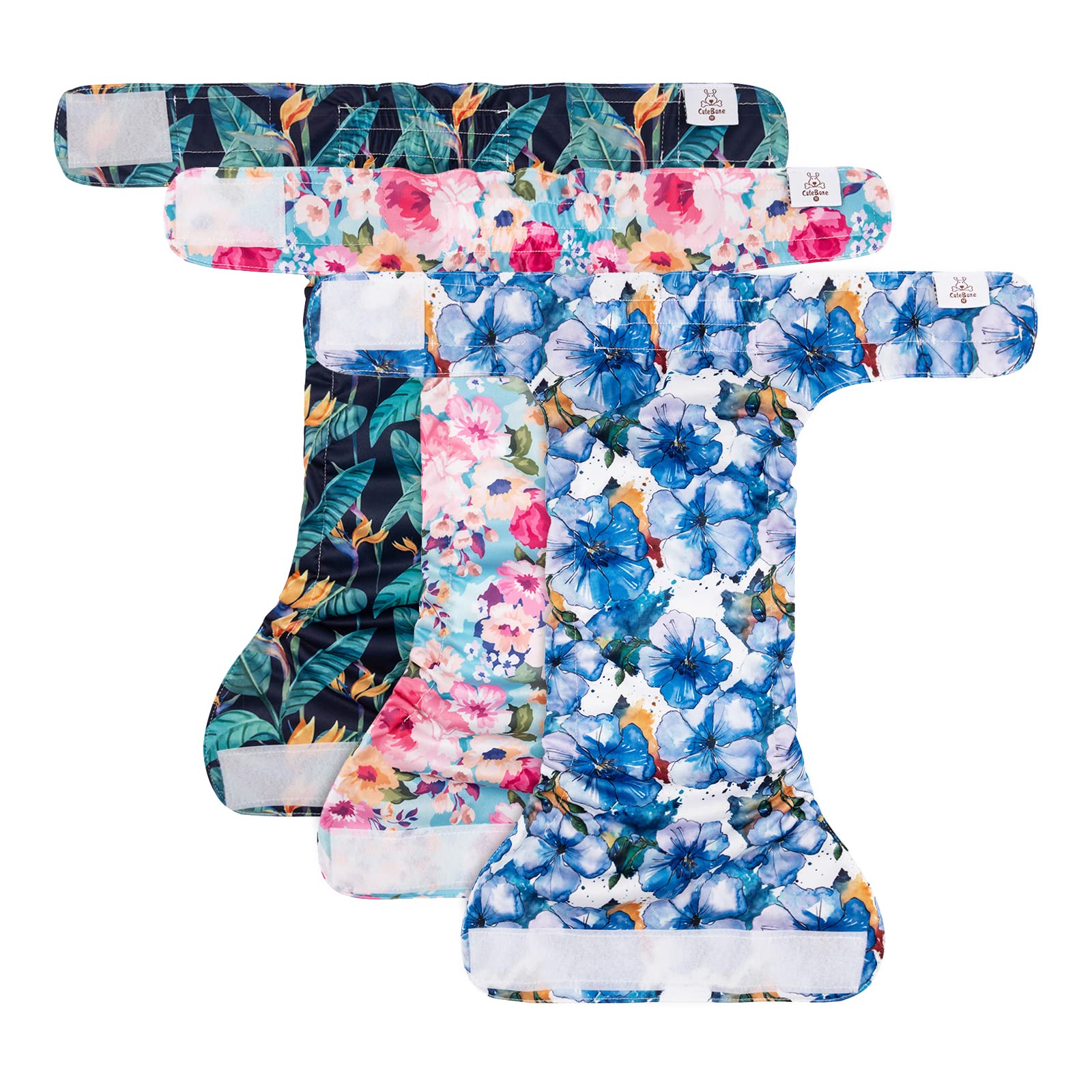 Cutebone Dog Diapers No Tail Hole Female 3 Pack Puppy Training Pants For Docked-Tail Dogs Wwd04M