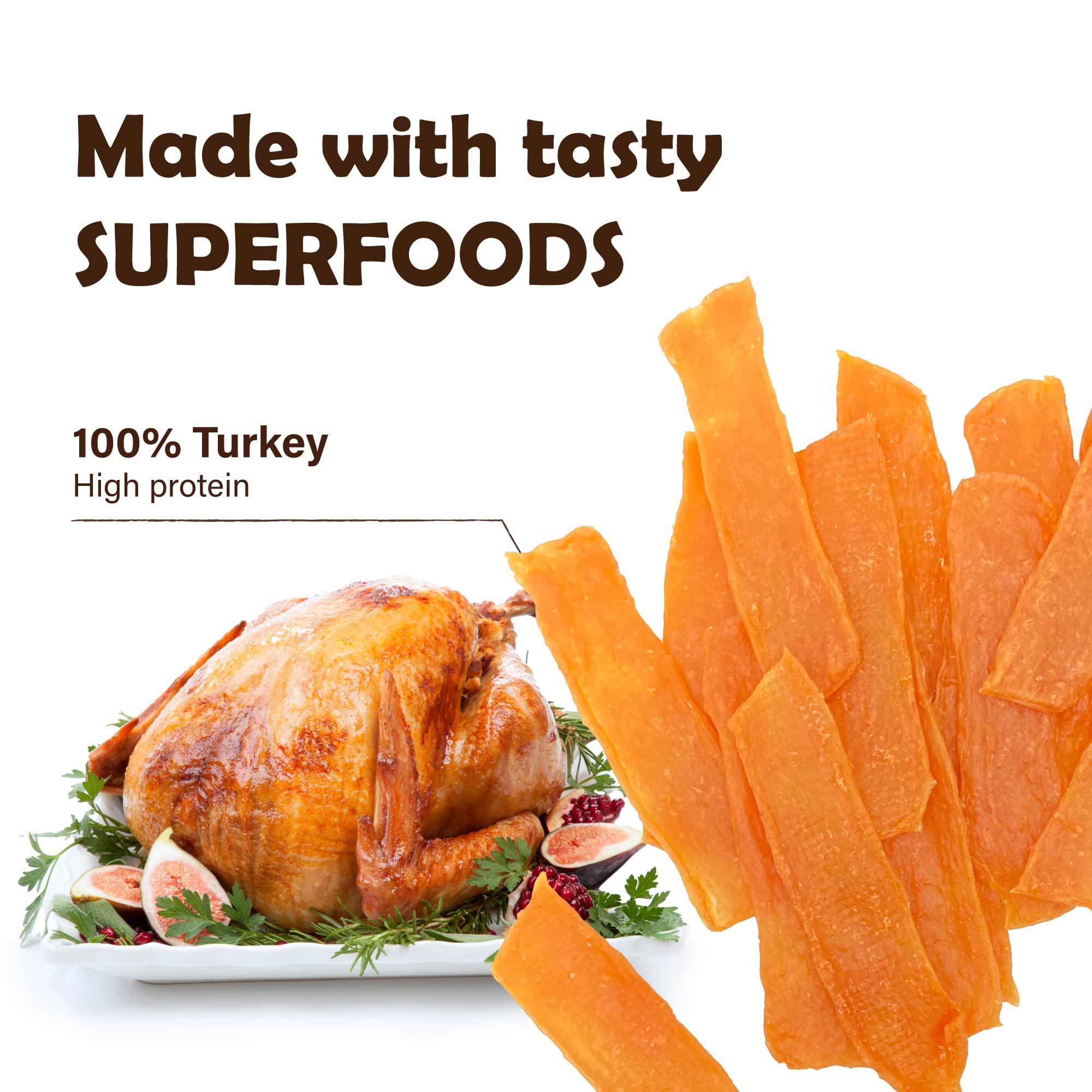Afreschi Turkey Tendon Slice 3.5 oz, Turkey Sourced from USA, Treats for Classic Series, All Natural Human Grade Dog Treat, Suit