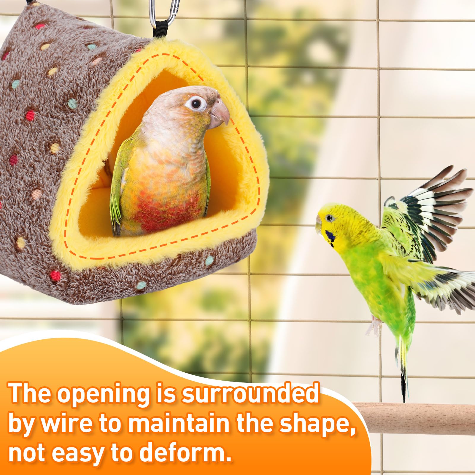 Winter Warm Bird Nest House, Fluffy Parrots Bird Bed For Cage, Hanging Hammock Plush Shed Hut Hideaway Hut Gift For Parakeets Cockatiels Conures Lovebirds