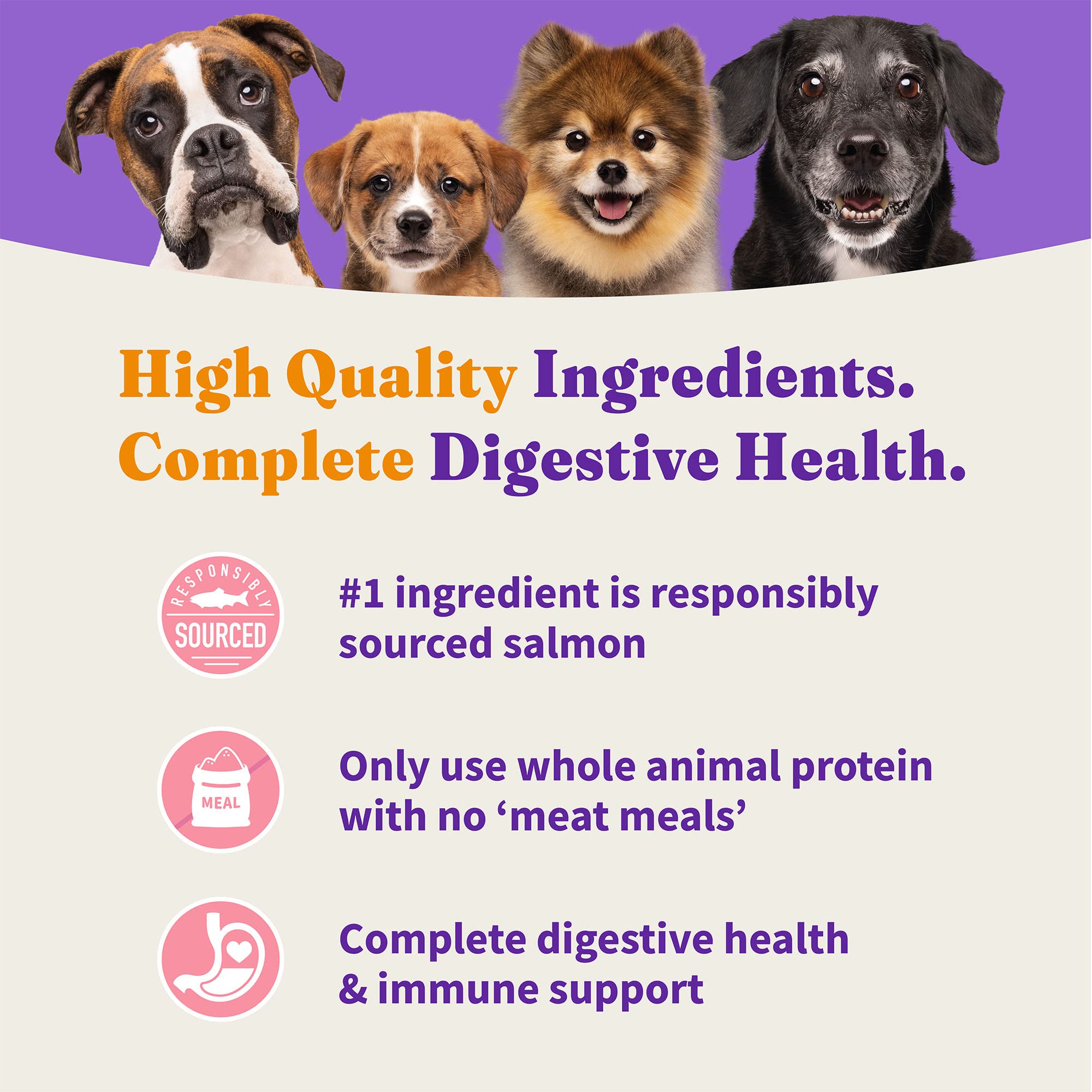 Halo Holistic Dog Food Wild Caught Salmon & Whitefish Formula, Healthy Grains Dry Dog Food, Complete Digestive Health, Kibble fo