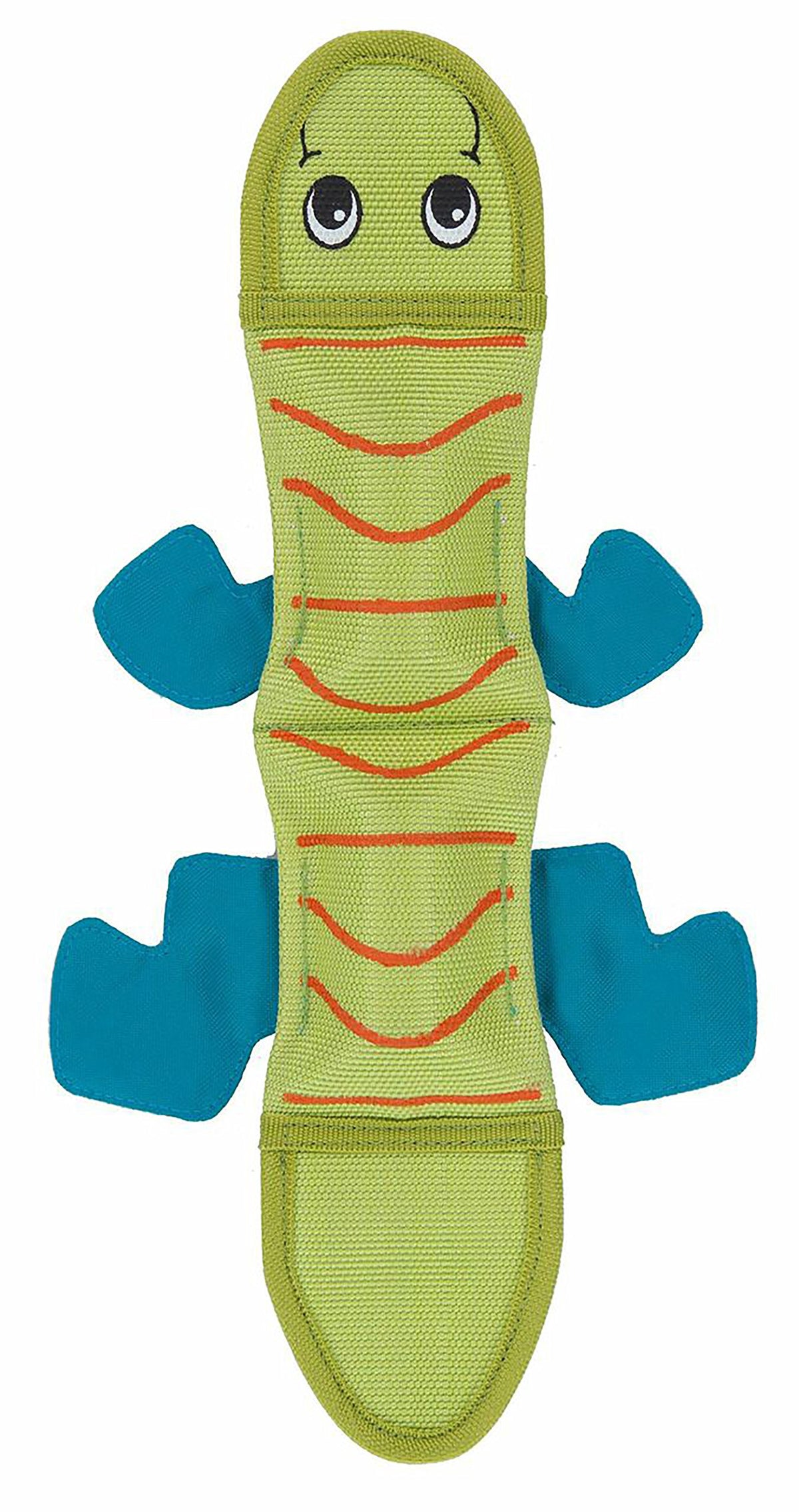 Outward Hound Fire Biterz Green Lizard Plush Firehose Material Interactive Dog Toy, Medium