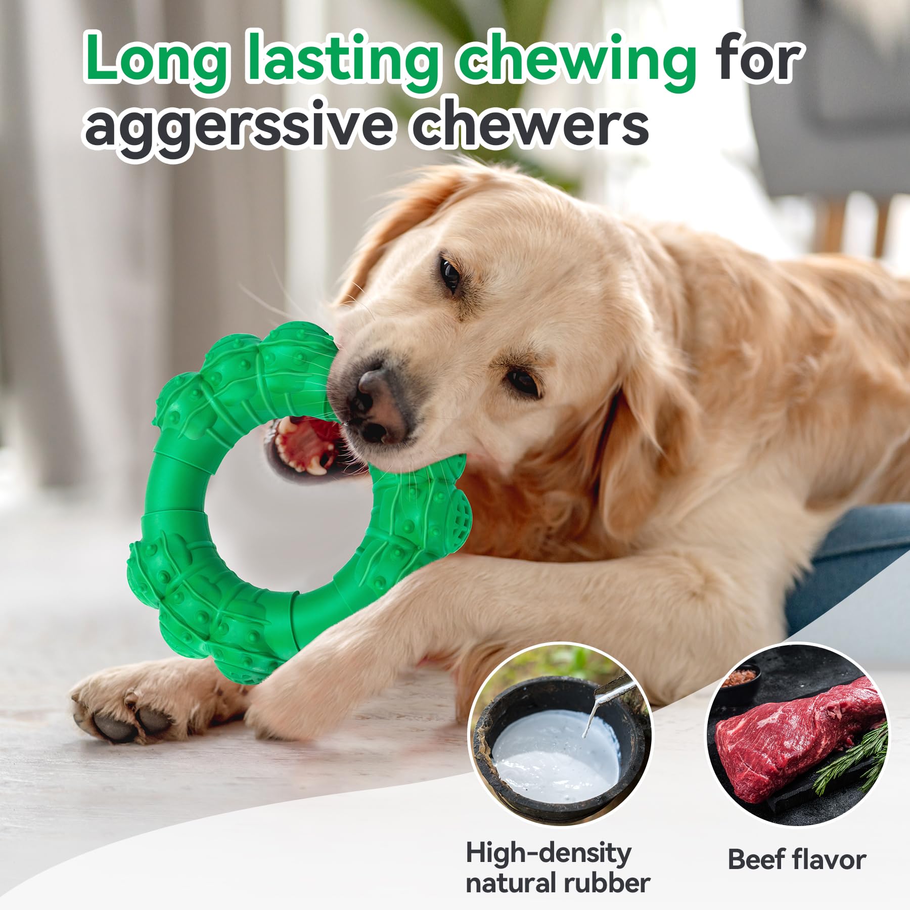 DAOZIJI Indestructible Dog Chew Toys for Aggressive Chewers, Super Dog Chewer Toys for Medium Large Dogs, Interactive Dogs Ring
