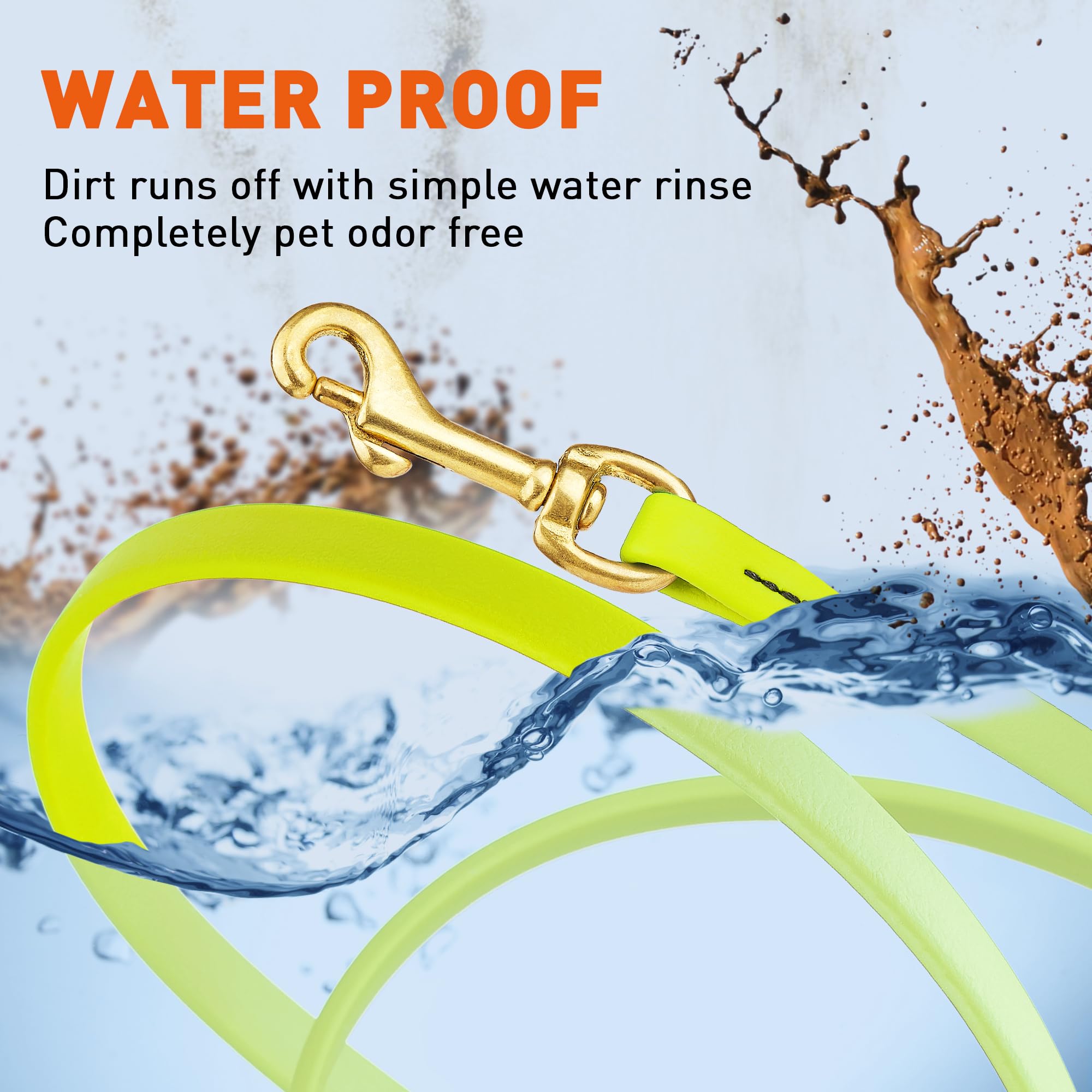 Viper Biothane K9 Working Dog Leash Waterproof Lead For Tracking Training Schutzhund Odor-Proof Long Line With Solid Brass Snap For Puppy Medium And Large Dogs