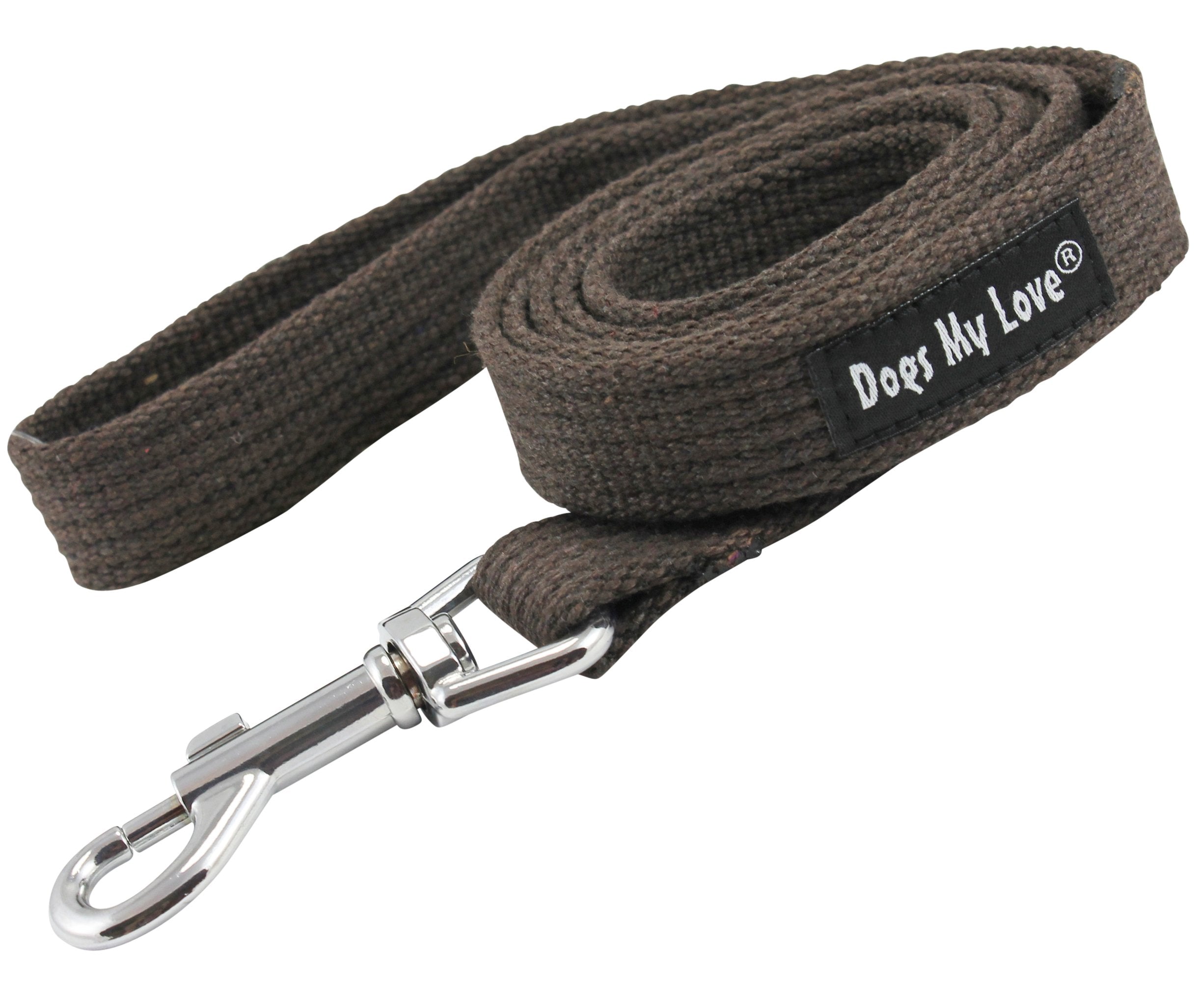 Dog Leash 4.5Ft Long Cotton Web Brown 4 Sizes (Large: 1' Wide)