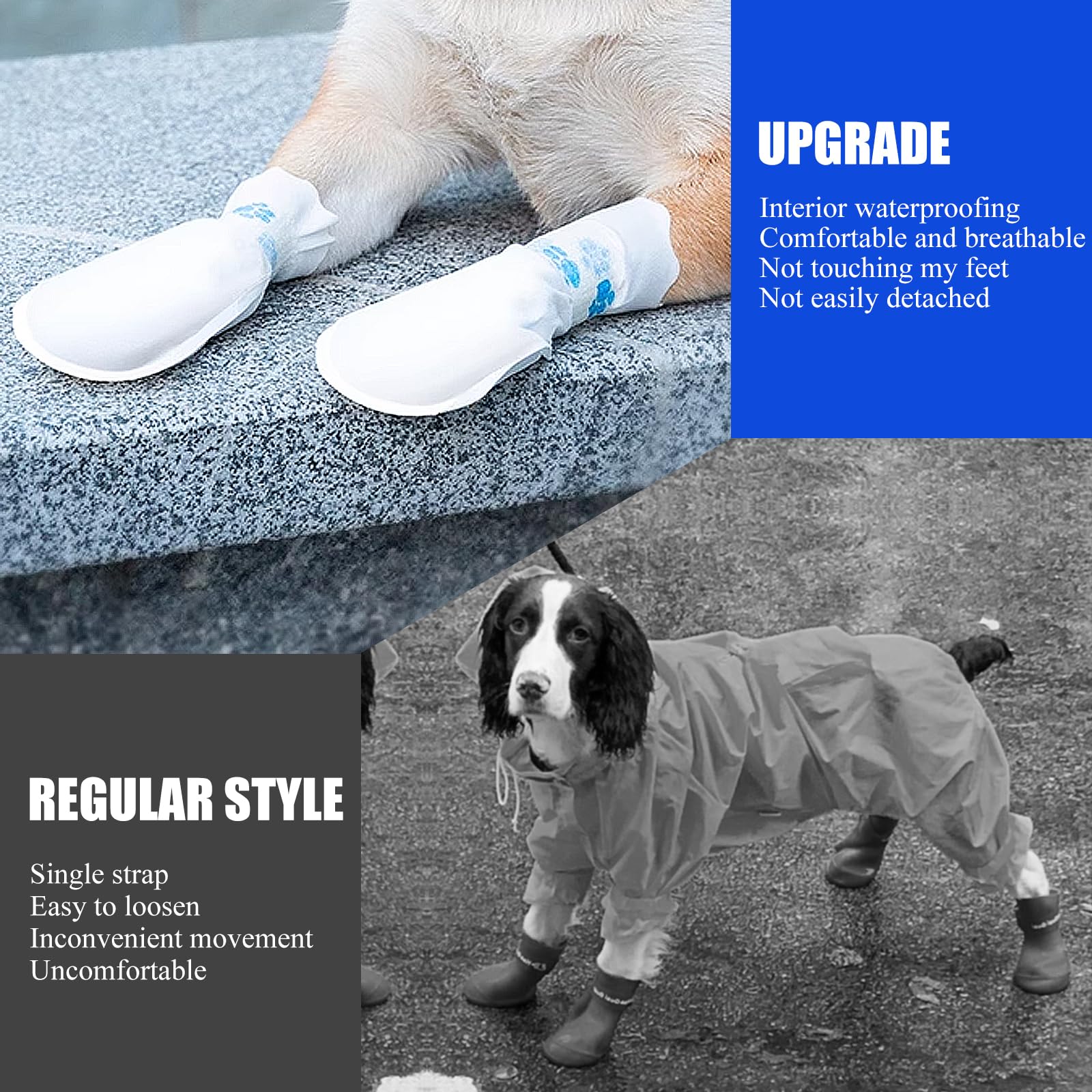 Ziyue 12Pcs Disposable Dog Booties For Paw Protection Dog Feet Covers Pet Shoes For Dogs Paw Wound Recovery Protectors With 1 Ro