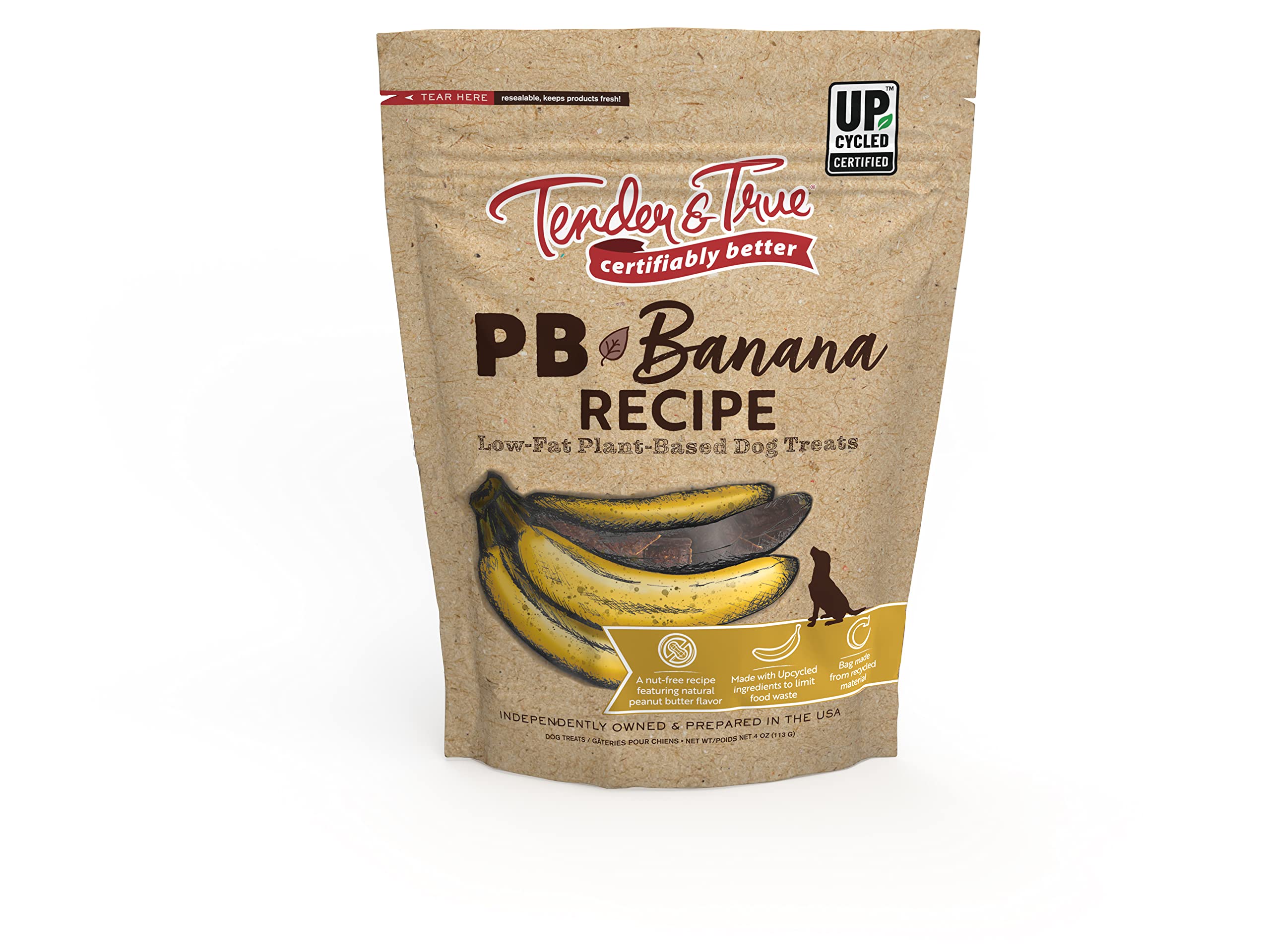 Tender & True PB+ Banana Low-Fat Dog Jerky Treats, Brown, 4.00 Ounce (Pack of 1)