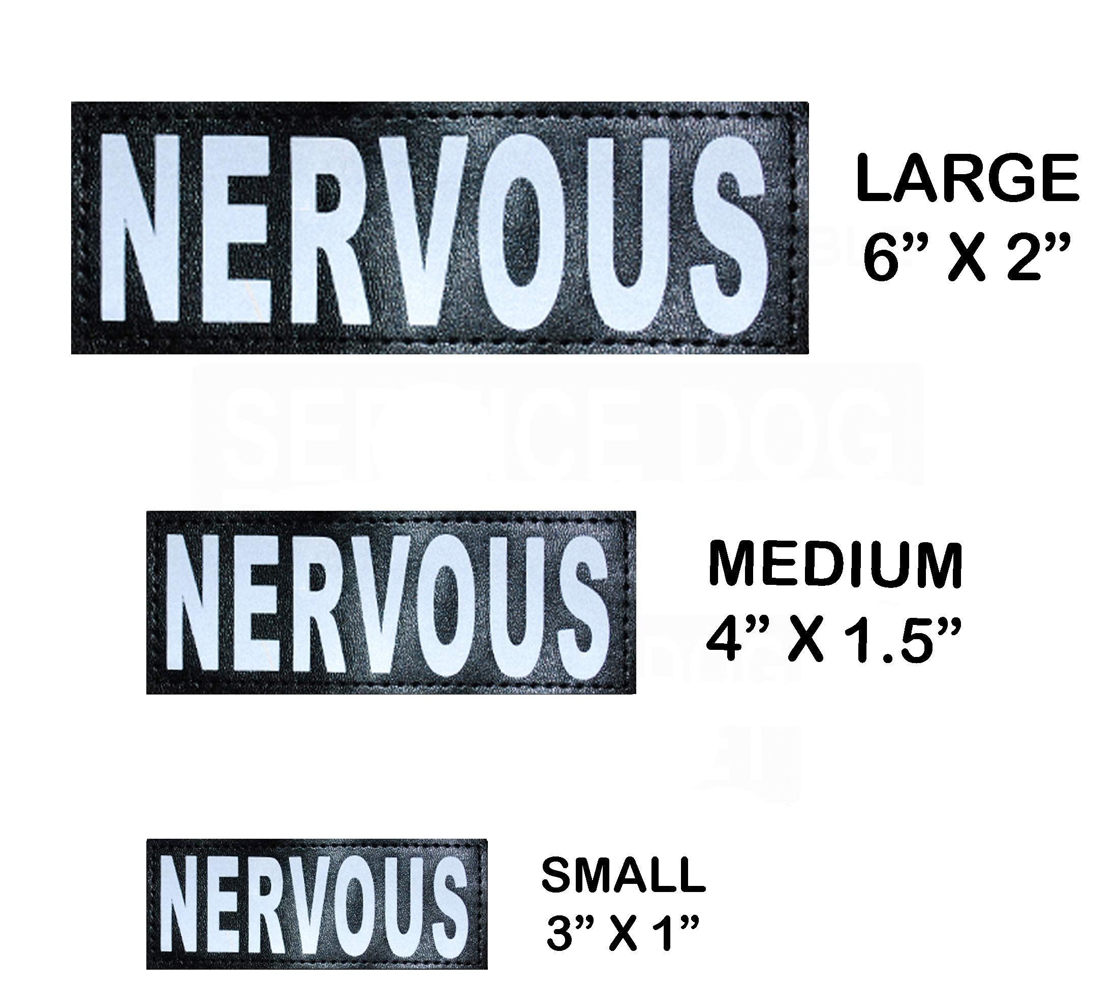 Doggie Stylz Set Of 2 Reflective Nervous Removable Patches With Hook Backing For Working Dog Harnesses & Vests. Durable And Interchangeable - Comes In 3 Sizes Small, Medium And Large