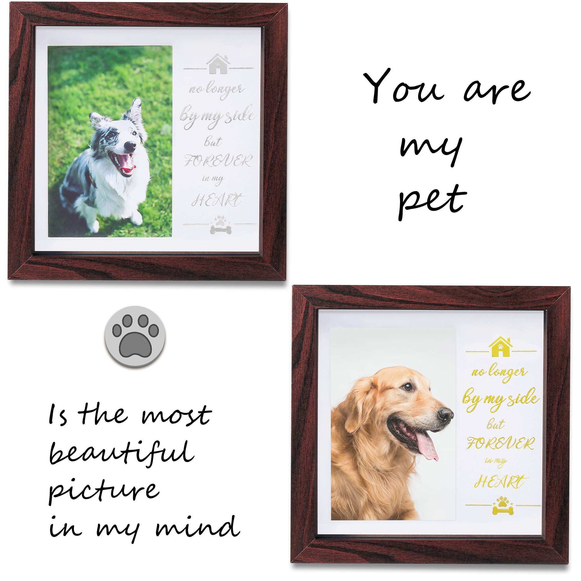 Kcrasan Pet Memorial Picture Frame - Dog Memorial Sentiment Frame For Loss Of Dog Gifts - Pet Collar Frame Remembrance Sympathy Dog Or Cat Tribute Keepsake(Mahogany)