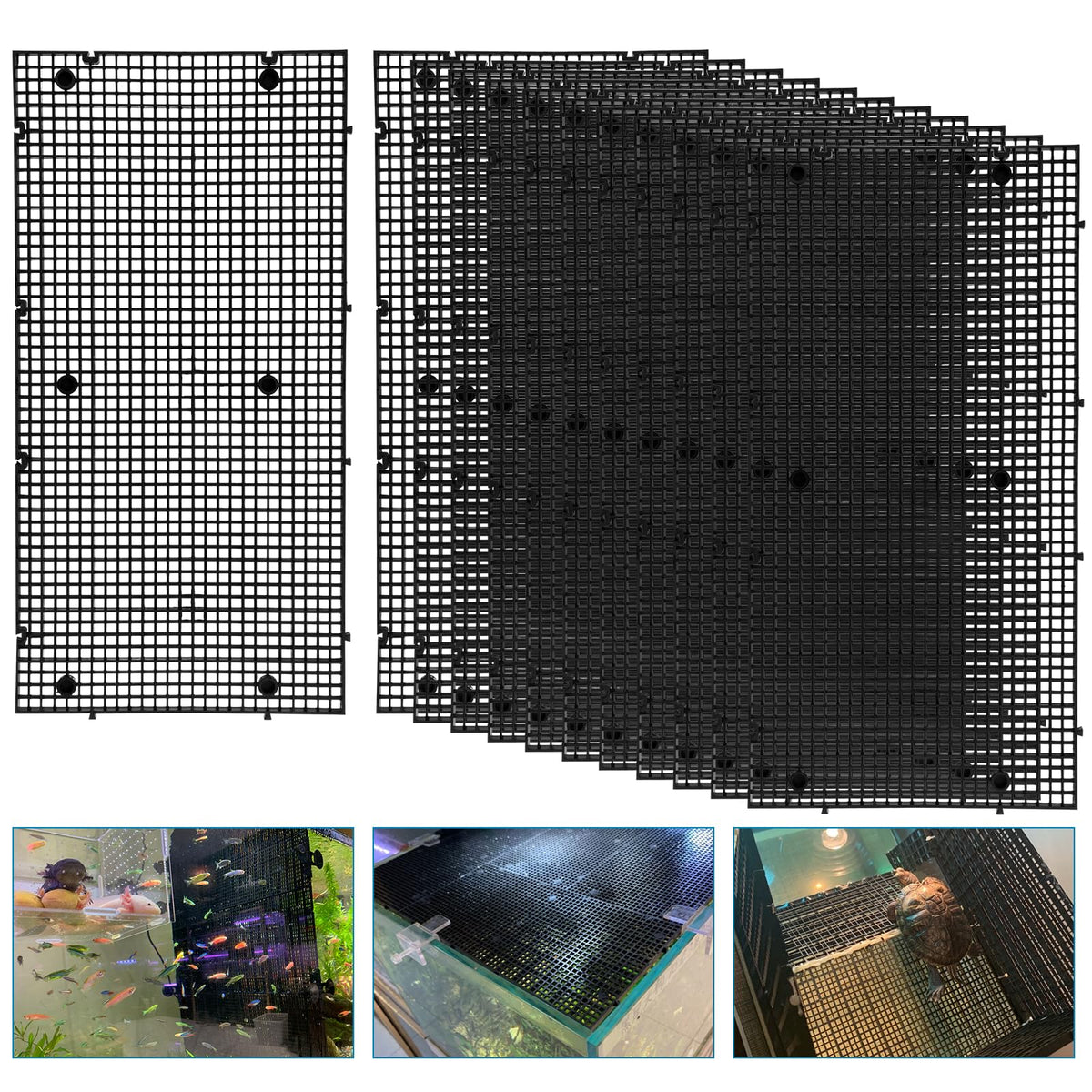 Plastic Egg Crate Grip Panel Fish Tank Divider Aquarium Divider Filter Bottom Fish Tank Isolation Board Egg Crate Tray (Black, 1