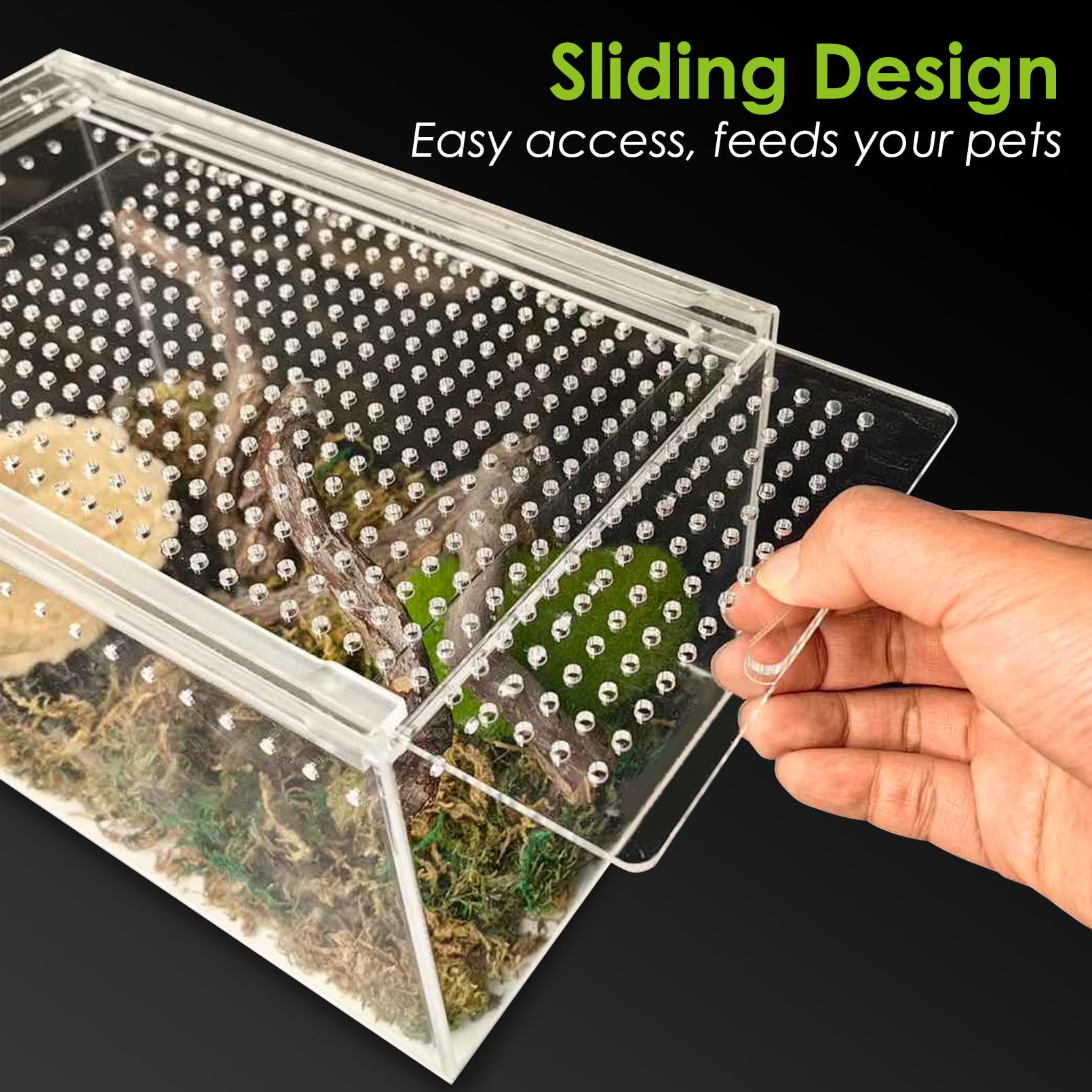 Apatal Acrylic Reptile Terrarium Enclosure 9.8 X 5.9 X 5.9 Magnetic Tarantula Breeding Box Transparent Insect Habitat For