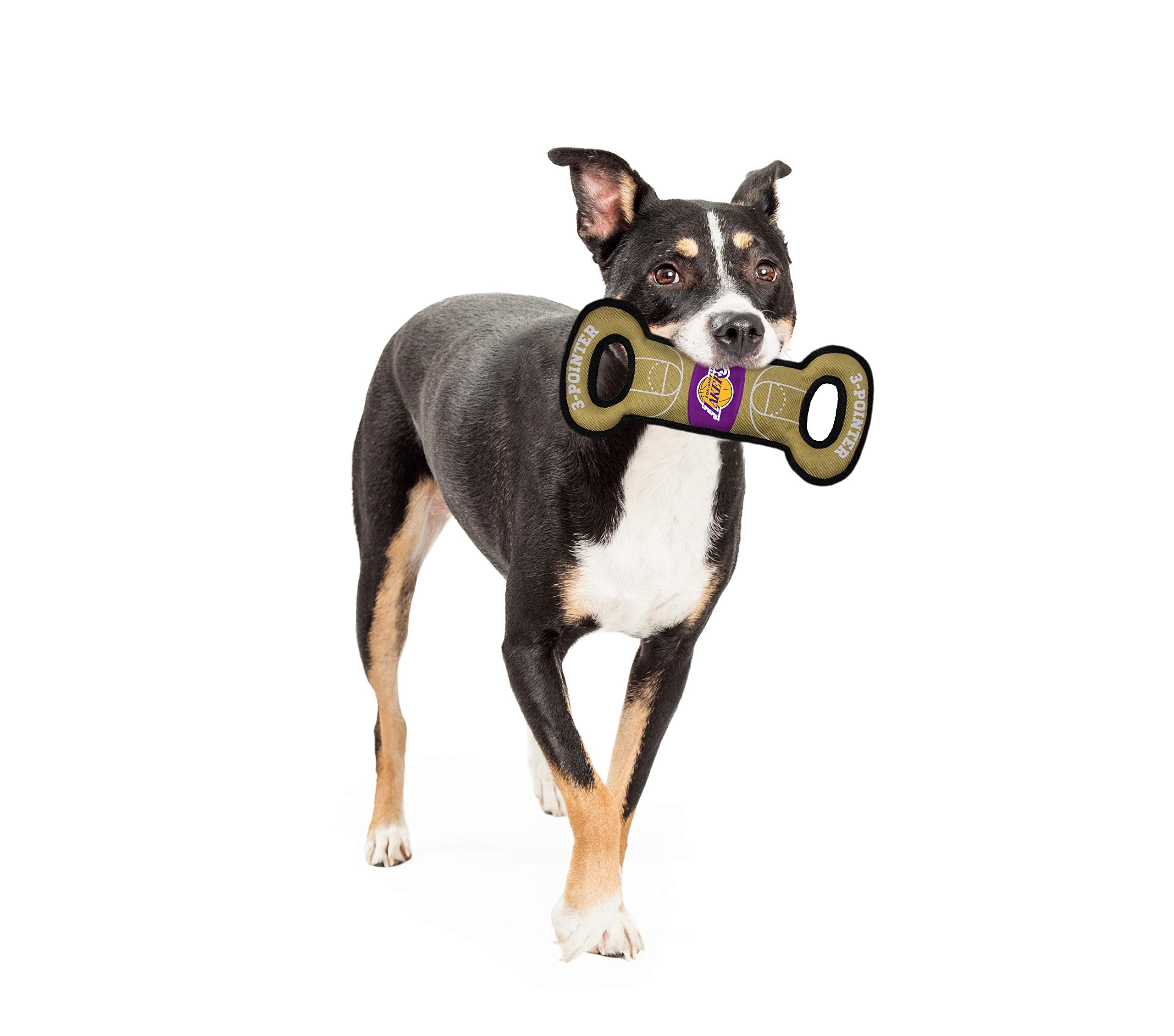 Pets First Nba Los Angeles Lakers Field Toy. - Tough Nylon Pet Toy With Double Trim Stitching & Inner Squeaker, One Size (Lak-30