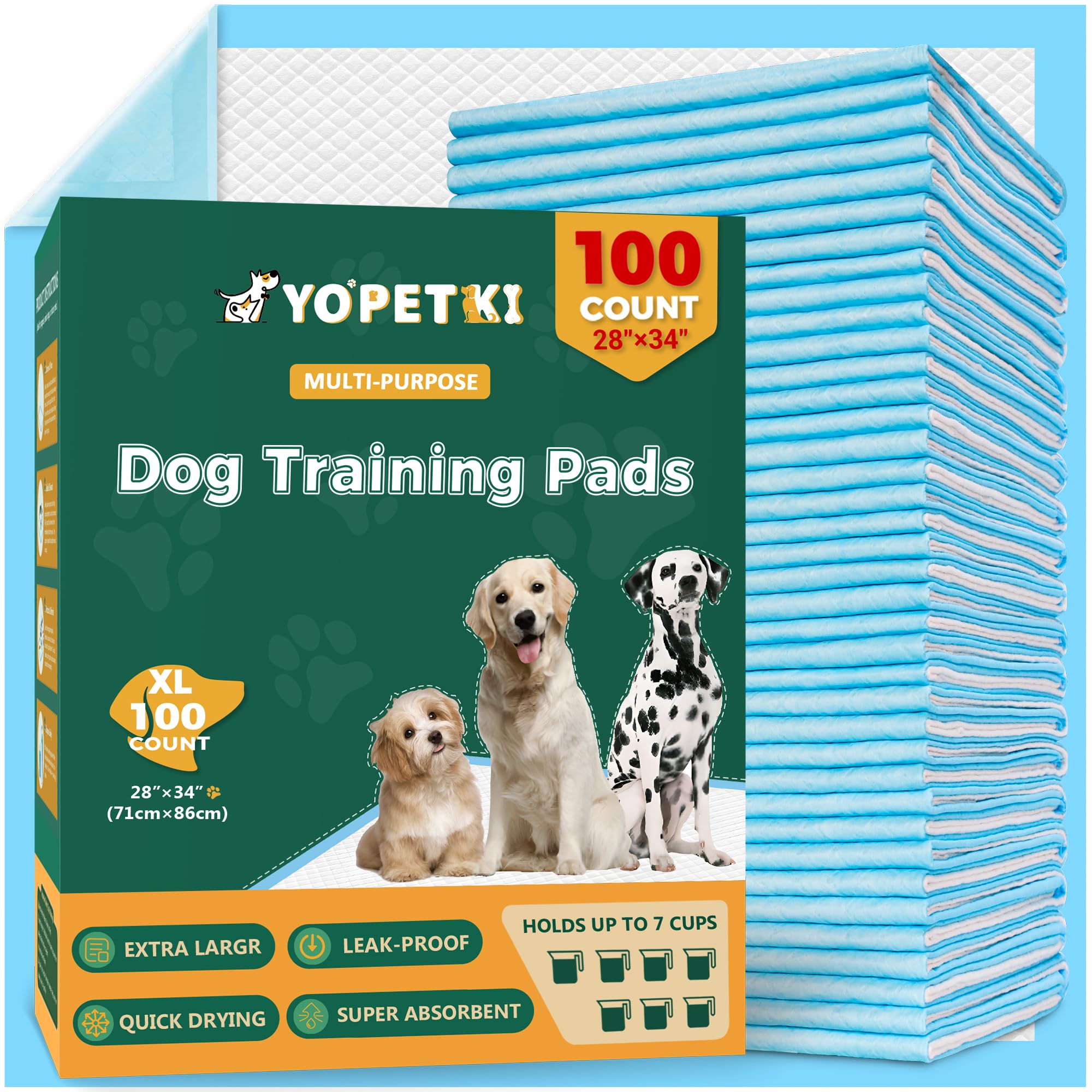 100 Count Dog Pee Pads Extra Large 28x34, Super Absorbent X-Large 100 Pack Puppy Pads Leak-Proof & Quick-Dry Disposable XL Potty