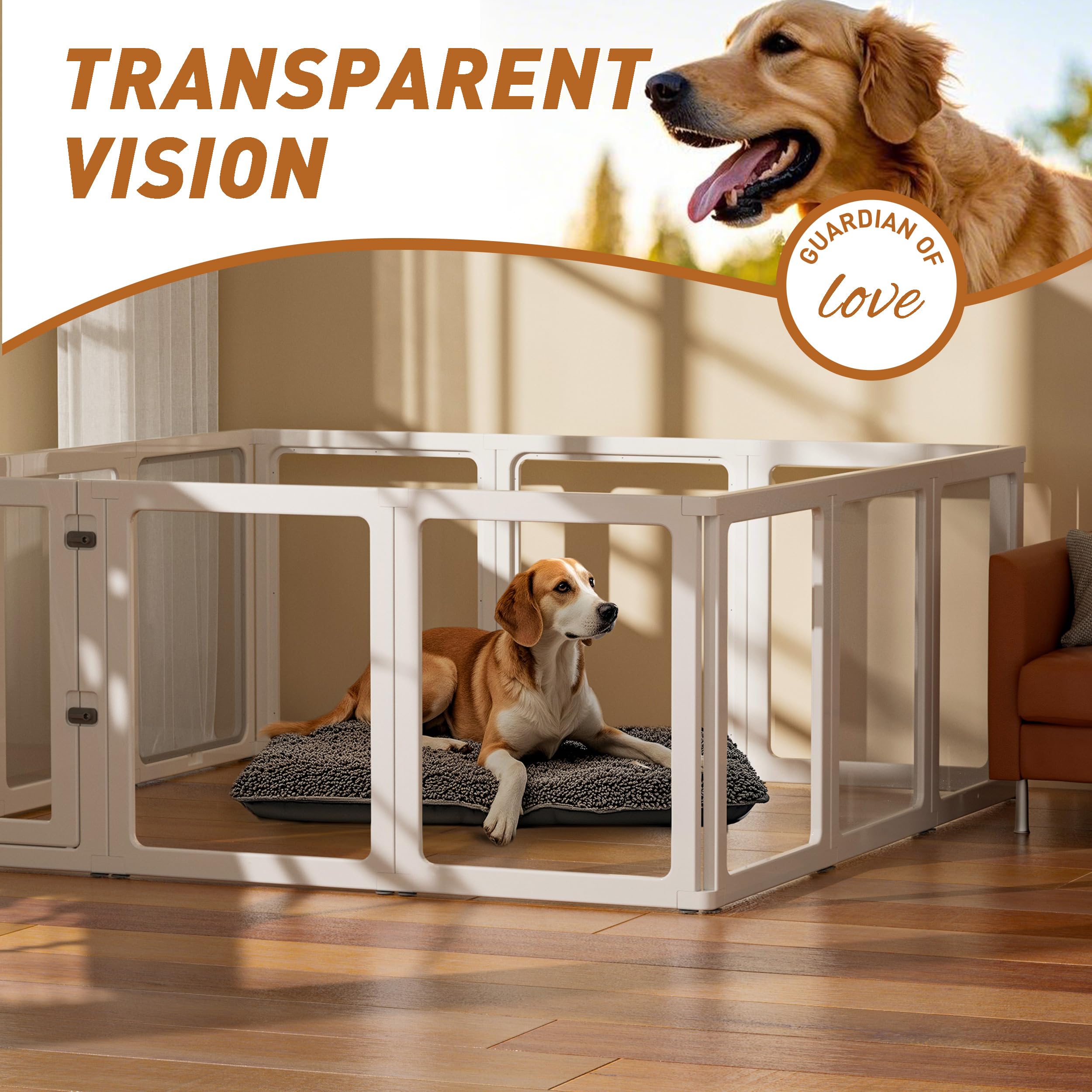 Citylife Clear Acrylic Plastic Dog Playpen Indoor,For Puppy Cat Rabbit Ferret Transparent Pet Pen,Easy Assemble Whelping Crate K