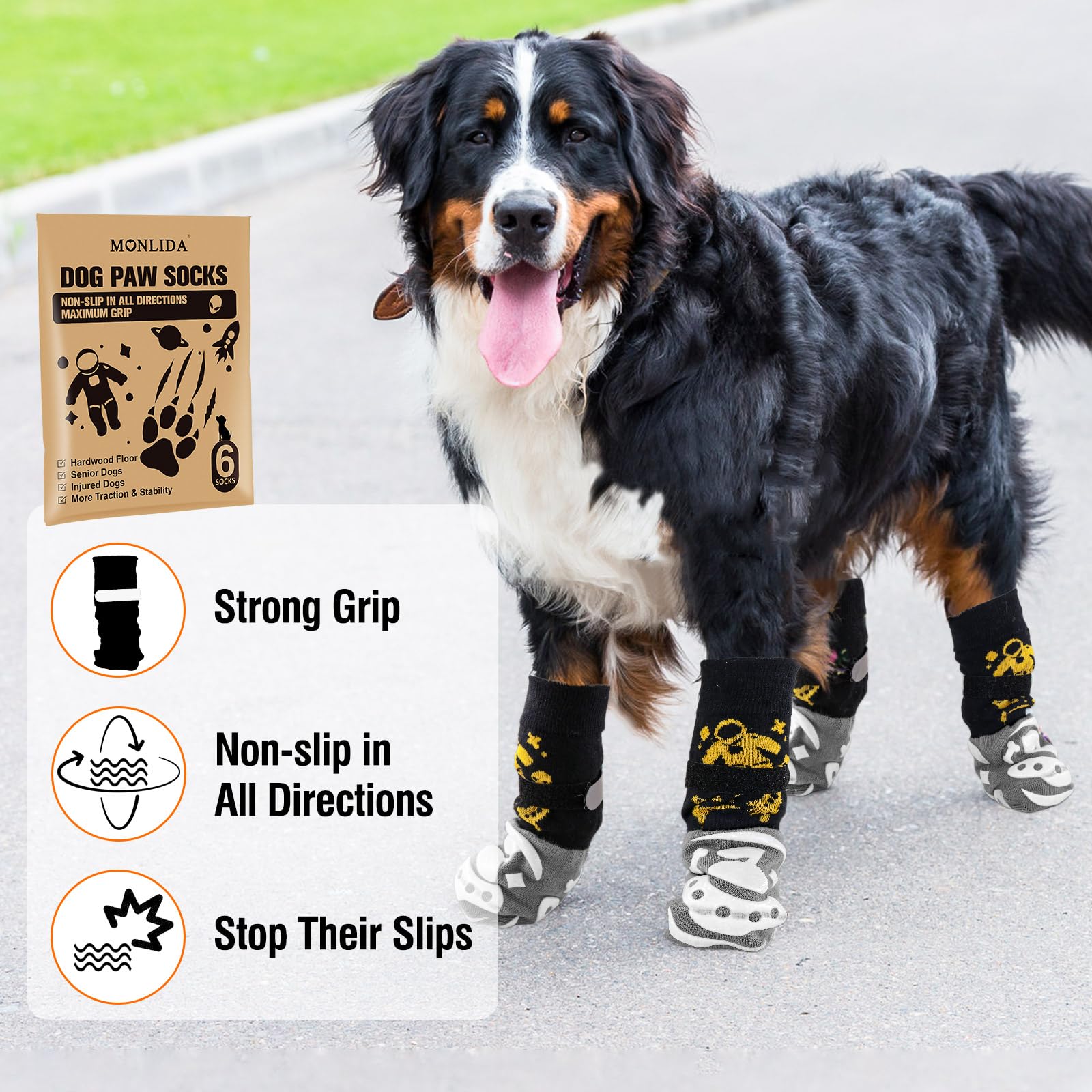 6 Pcs Anti Slip Dog Socks To Prevent Licking Paws,Dog Paw Protector With Double Sides Grips,Traction Control On Hardwood Floor F