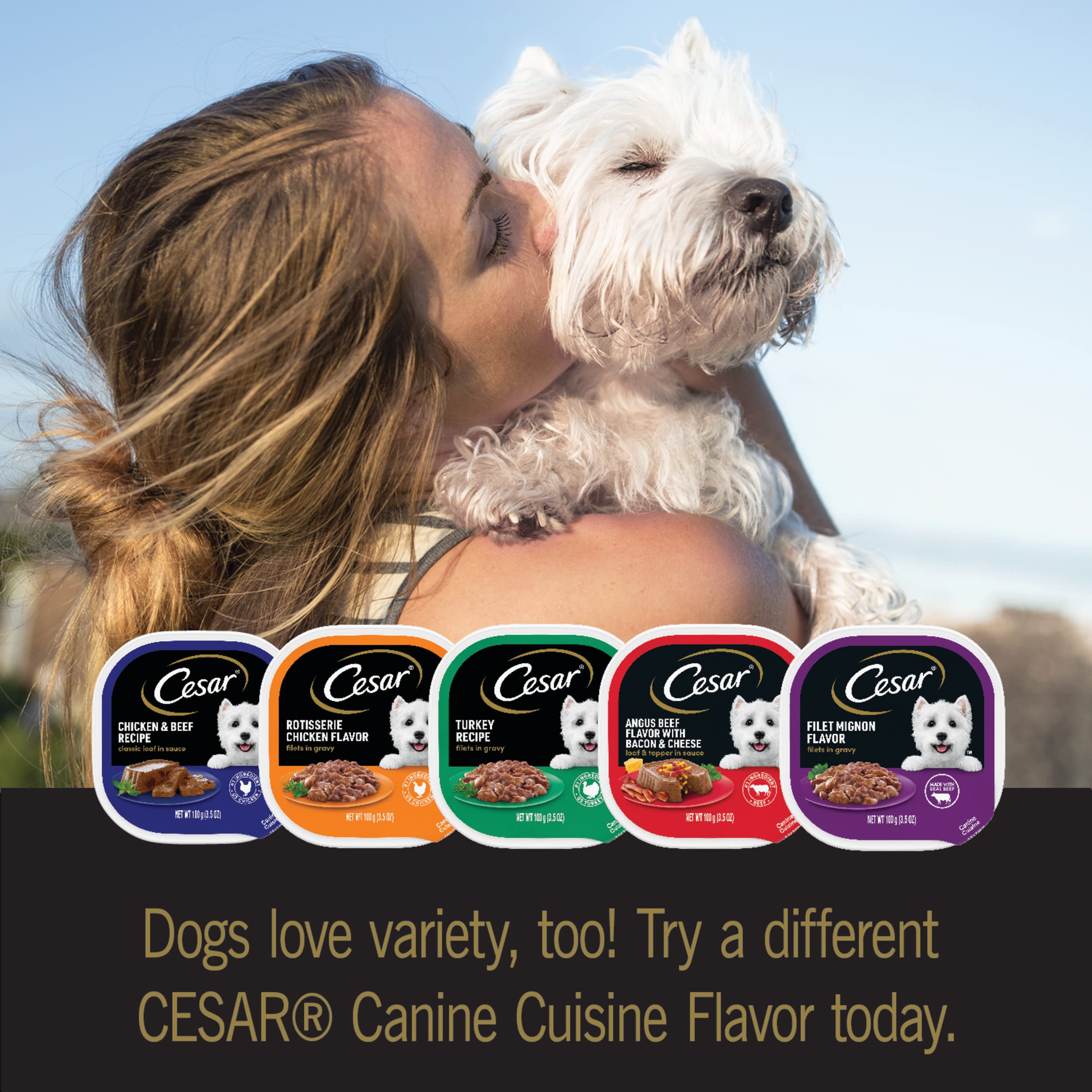 Cesar Wet Dog Food Classic Loaf in Sauce Chicken & Veal Recipe, 3.5 oz. Easy Peel Trays (24 Count, Pack of 1)