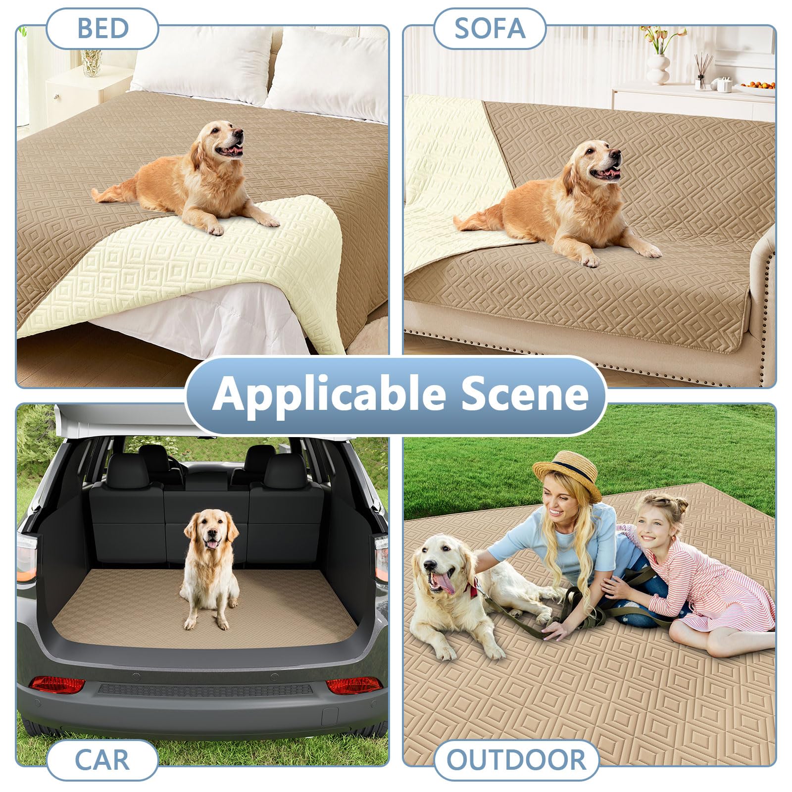 hyha Waterproof Dog Blanket, Soft Dog Bed Cover Pet Blankets, Waterproof Sofa Couch Cover for Dogs Washable, Reversible Pet Couc