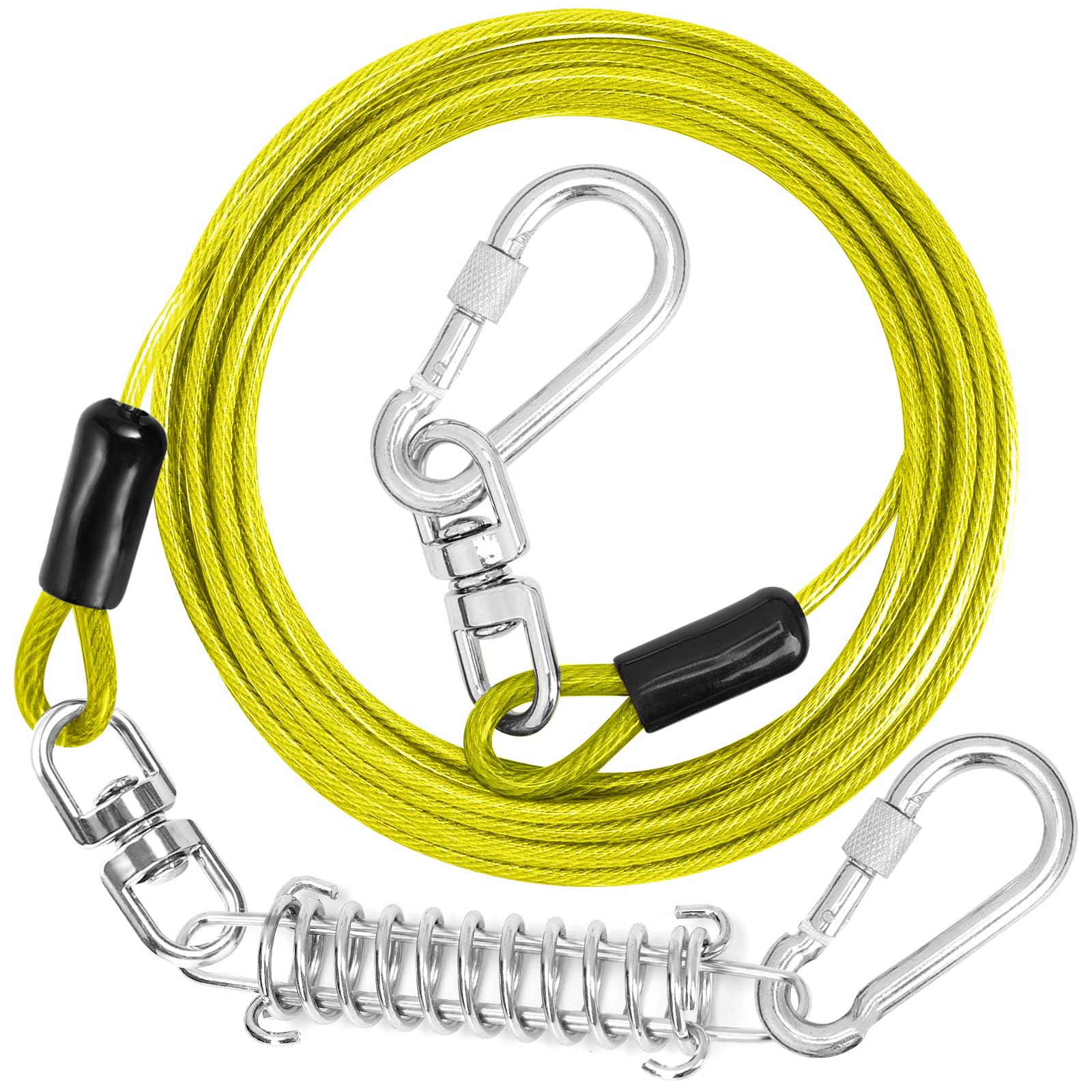 Jenico Dog Tie Out Cable - 100 Ft Dog Runner Cable With Swivel Hook, Dog Leash Run Tether For Yard Outdoor And Camping, Rust- Proof Training Line For Small To Medium Pets Up To 500 Lbs