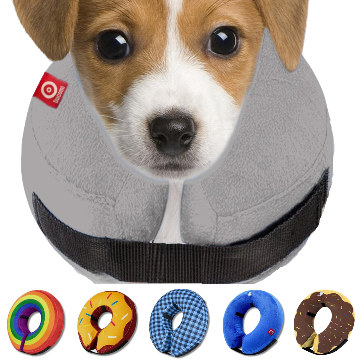 Inflatable Dog Cone Collar – Soft, Comfortable & Adjustable For Small Medium Large Dogs & Cats, Anti-Lick Recovery Donut E-Collar For After Surgery (Grey, Xs)