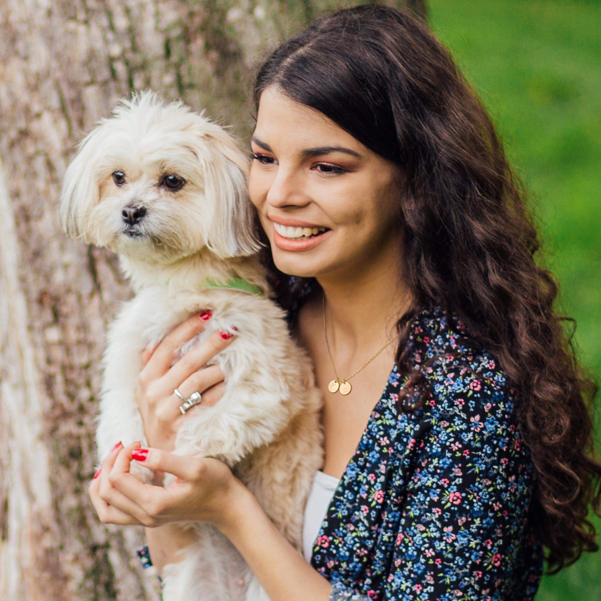 Monozo Gold Filled Dog Mom Gifts Necklace, 14K Metal, C Letter, Pet Paw Print Disc, Women'S Jewelry