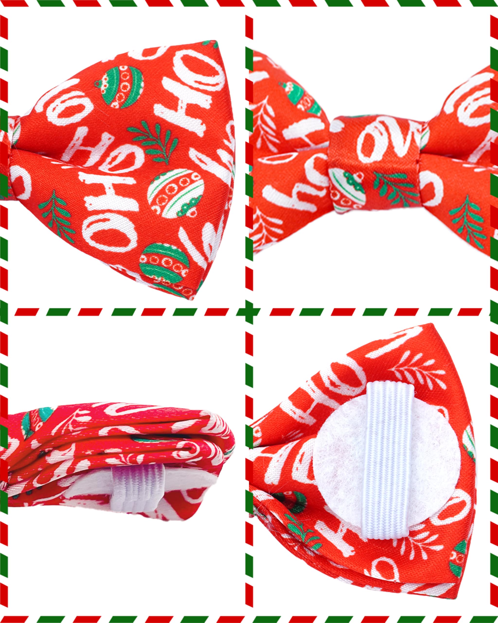 PET SHOW 10 Pack Holiday Big Dog Bow Ties for Large Medium Dogs Sliding Collar Attachments Festival Patterns Bowties Classy Bowk