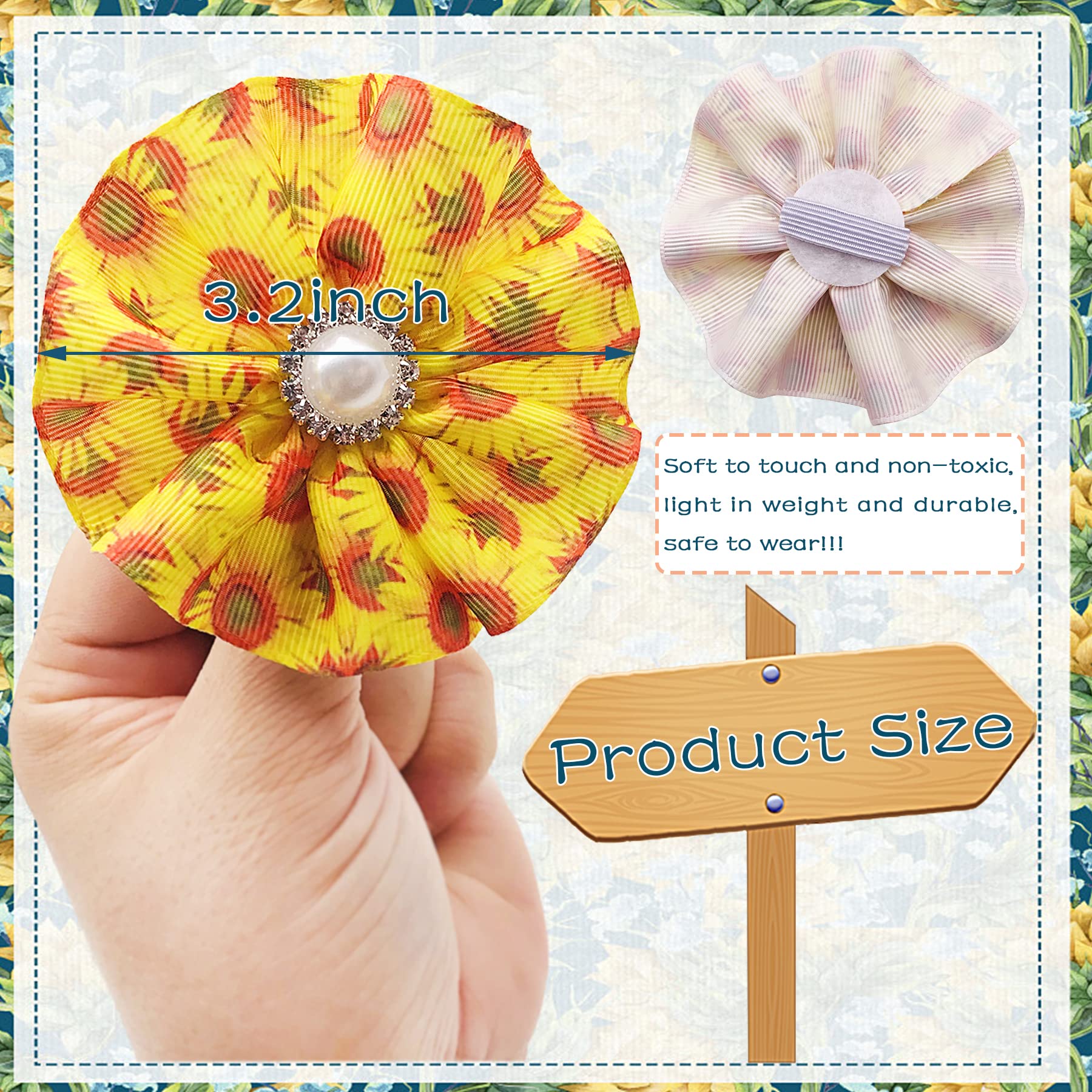 Jpgdn 12Pcs Dog Collar Flowers Fall Bows Attachment Sliders Sunflowers For Small Medium Cat Puppy Alpaca Rabbit Neck Bows Puppy