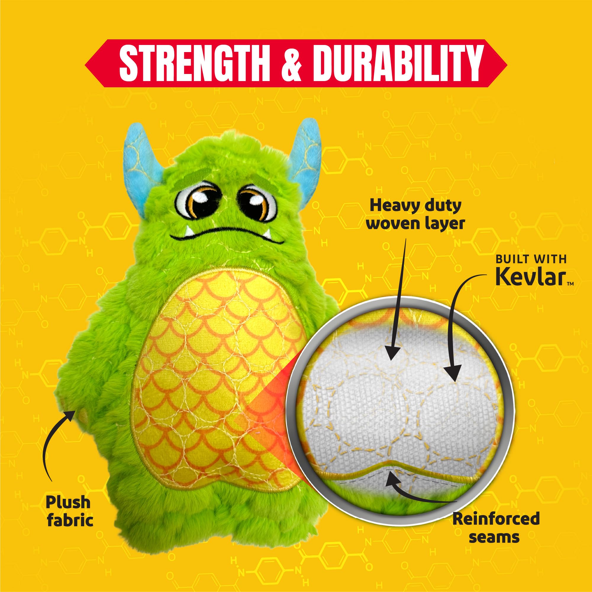 Bite Force - Durable & Strong Dog Toy with Squeaker, Kevlar-Reinforced for Aggressive chewers,
