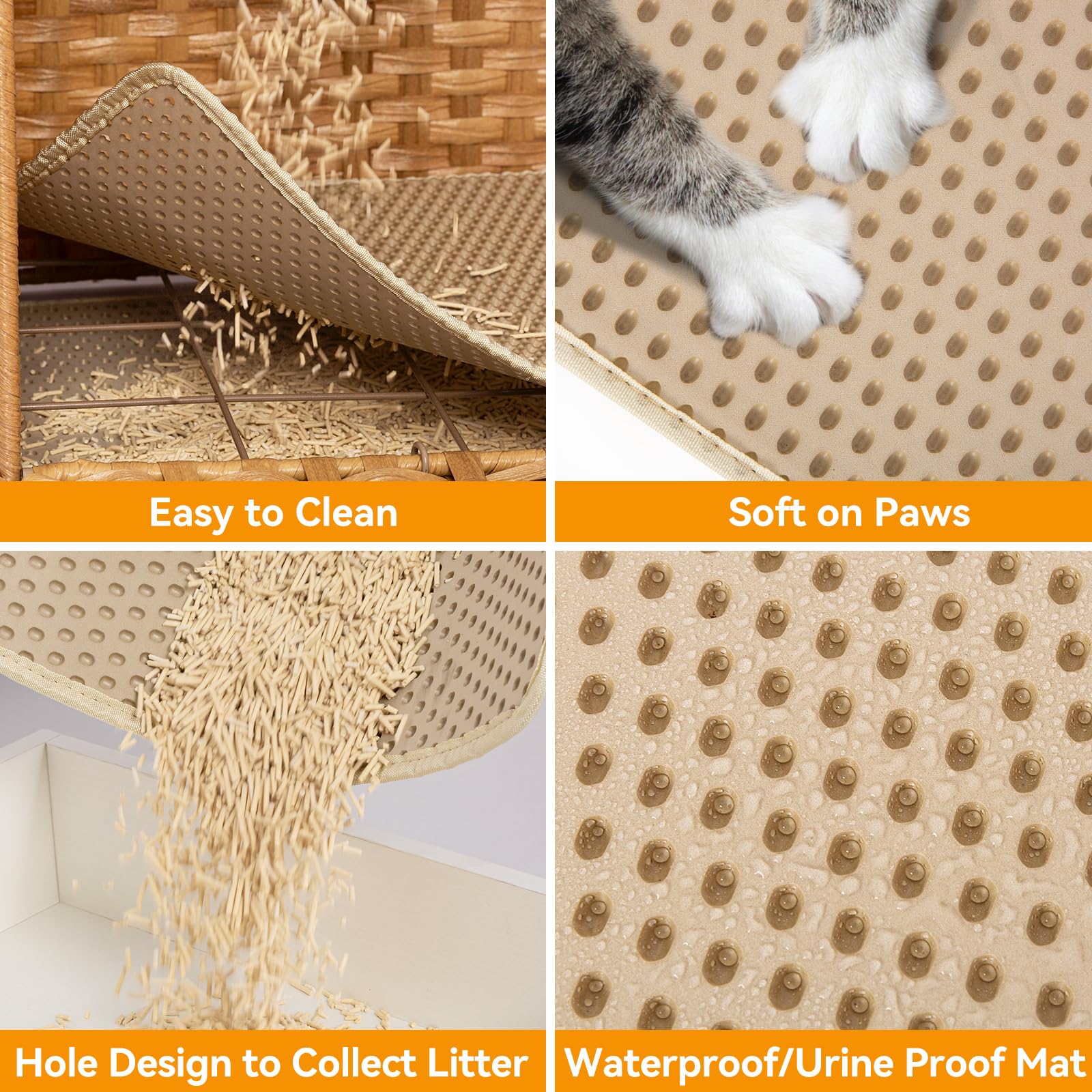 Cat Litter Box Enclosure Furniture Hidden With Soft Mat,Handwoven Rattan Cat House With Door For Large Cats Stylish Hidden Washr