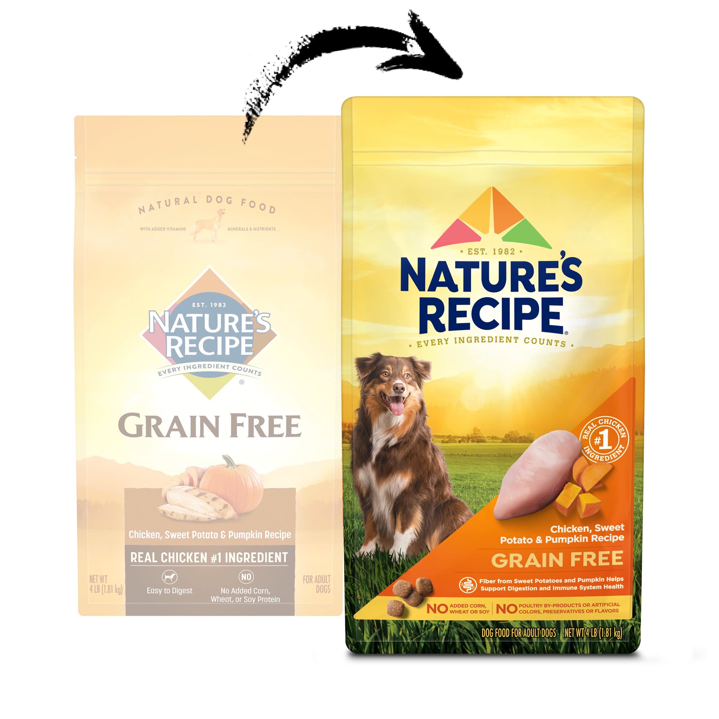 NatureS Recipe Grain Free Chicken, Sweet Potato & Pumpkin Recipe Dry Dog Food, 4 Lb. Bag