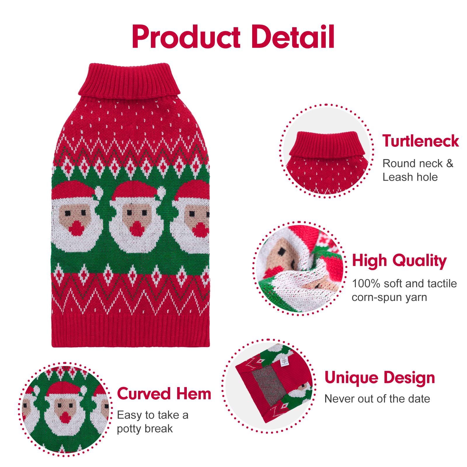 Cutebone Christmas Dog Sweater - Xmas Sweater For Small And Medium Dogs, Pet Winter Pullover Coat For Chihuahua Yorkie Teacup Do
