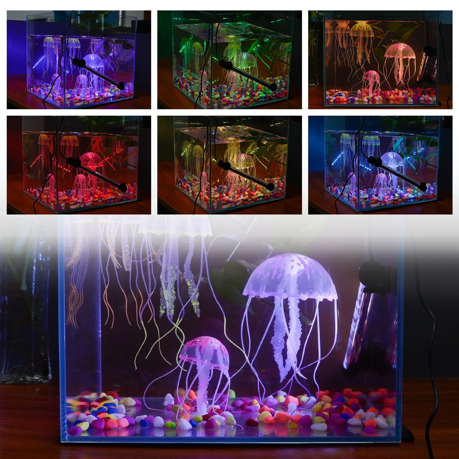 S SMIFUL LED Aquarium Lights, RGB Fish Tank Lights Underwater IP68 Waterproof Submersible Remote Control Tank Lid Lights Colored