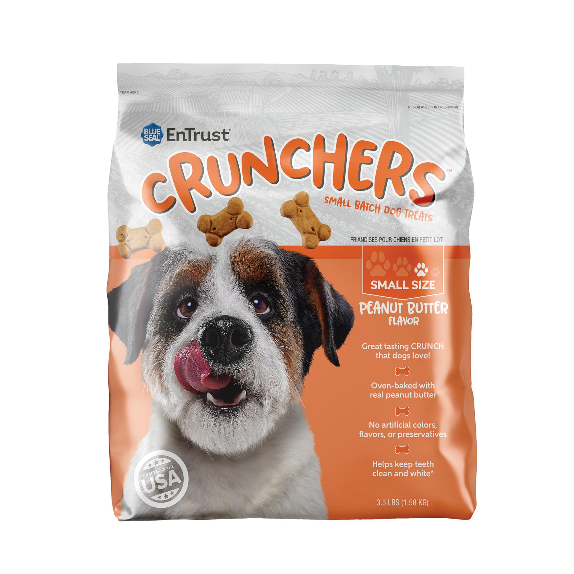 Blue Seal Kent Entrust Crunchers - Small Dog Treats, Peanut Butter Flavor - Crunchy Oven Baked Biscuits with Premium Ingredients