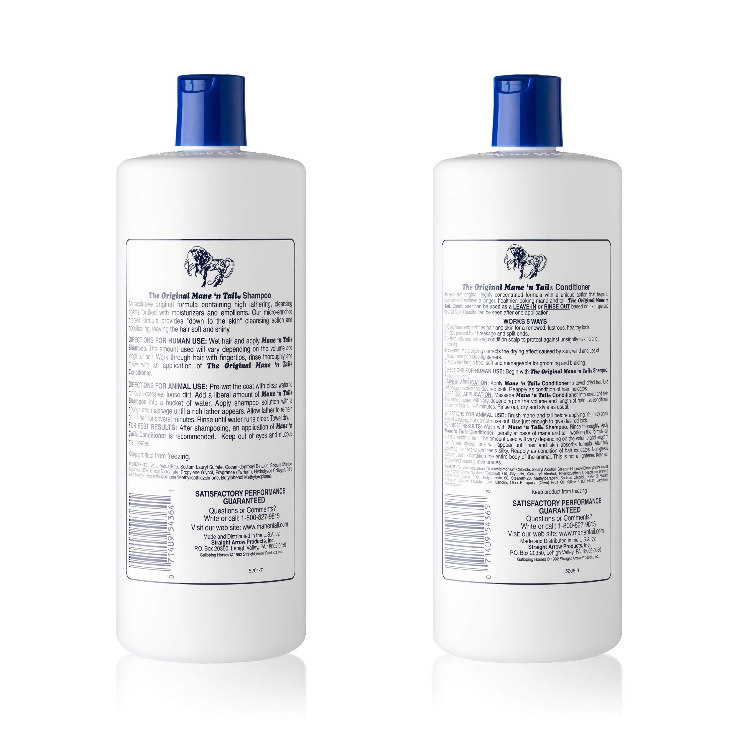 Mane 'N Tail Shampoo & Conditioner Combo Set (32 Oz Each) For Horses And Humans For A 'Down To The Skin' Cleansing And Conditioning