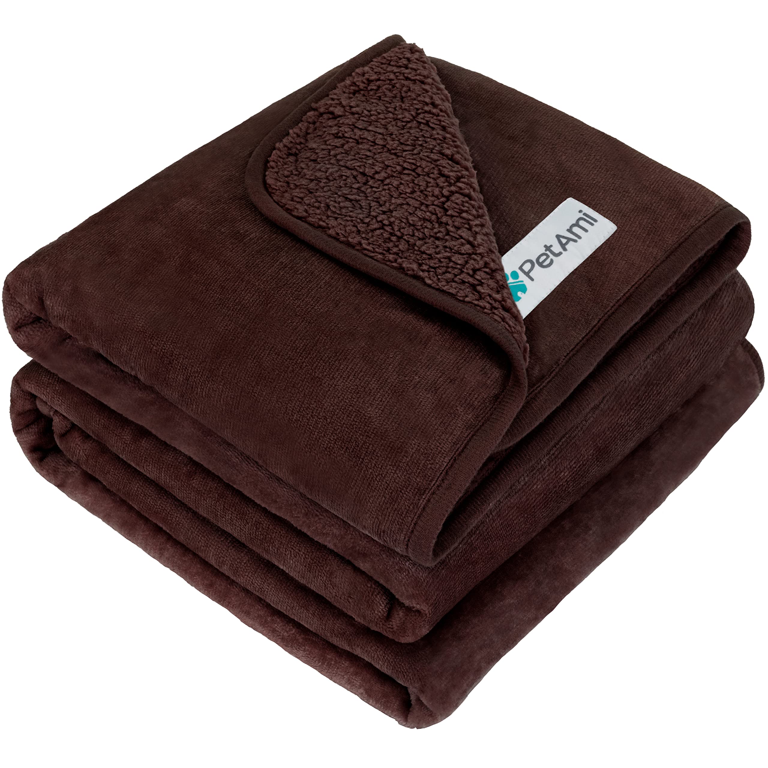 Petami Waterproof Dog Blanket For Medium Large Dogs, Pee Proof Pet Blanket Sherpa Fleece Couch Cover, Reversible Cat Throw Bed Sofa Protector, Soft Plush Washable Pad (Large 40X60, Brown)