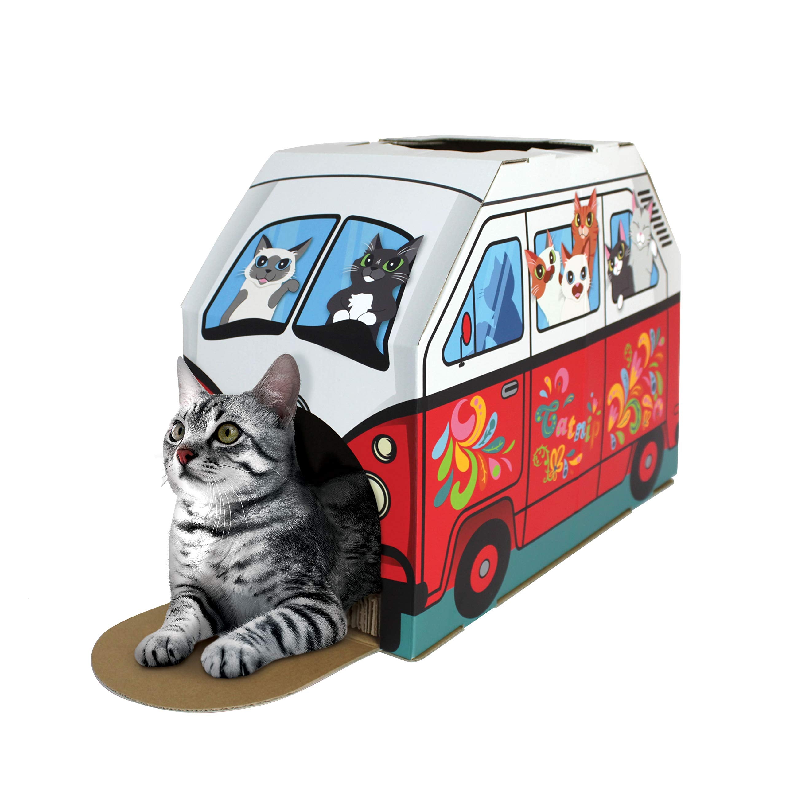 American Cat Club Cat House With Scratcher & Catnip Included - Retro Van, 1 Count (Pack Of 1)