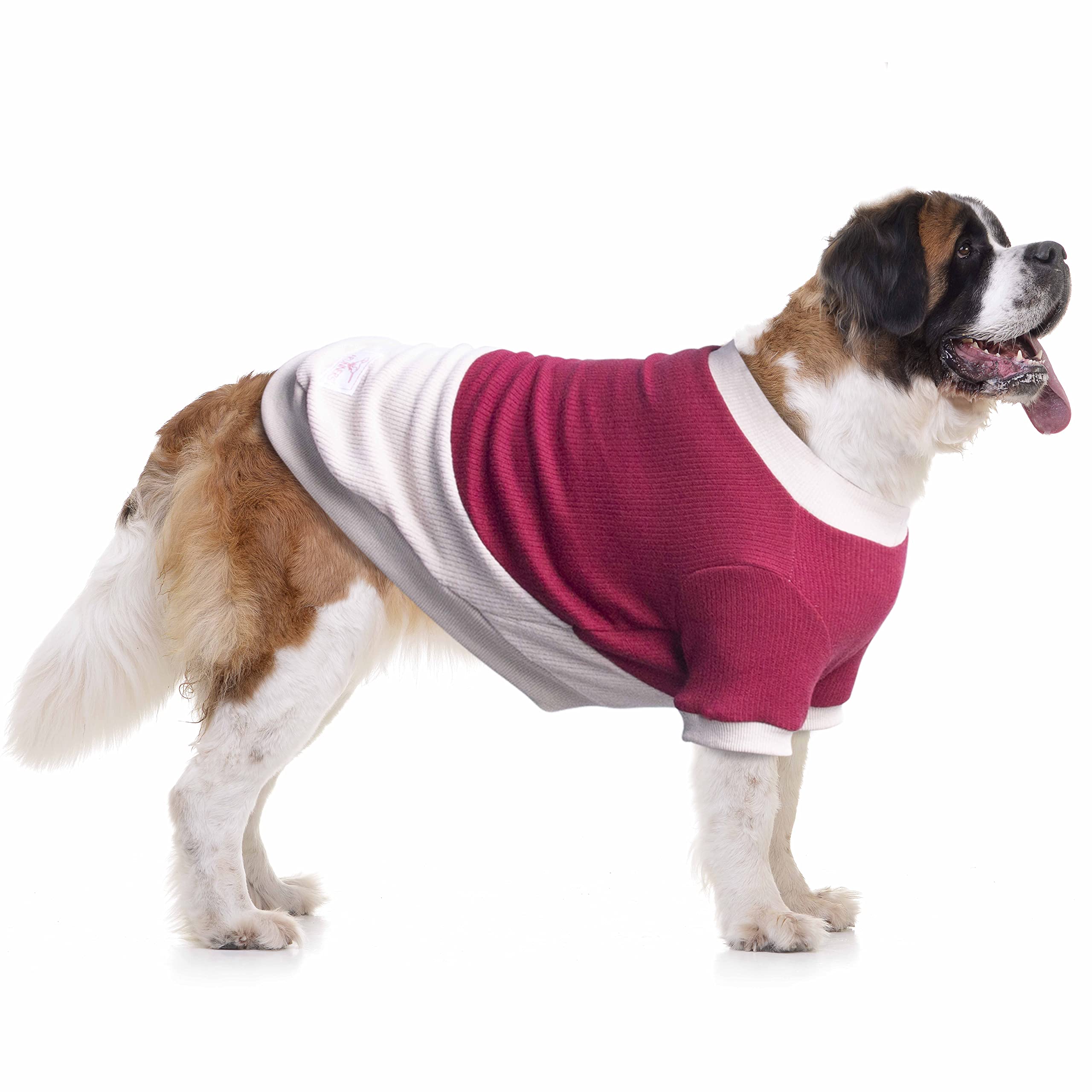 Arunners Extra Large Dog Sweaters Warm Clothes Pullover Sweatshirts For Labrador Rottweiler Great Dane, Dark Red Beige, 7X-Large
