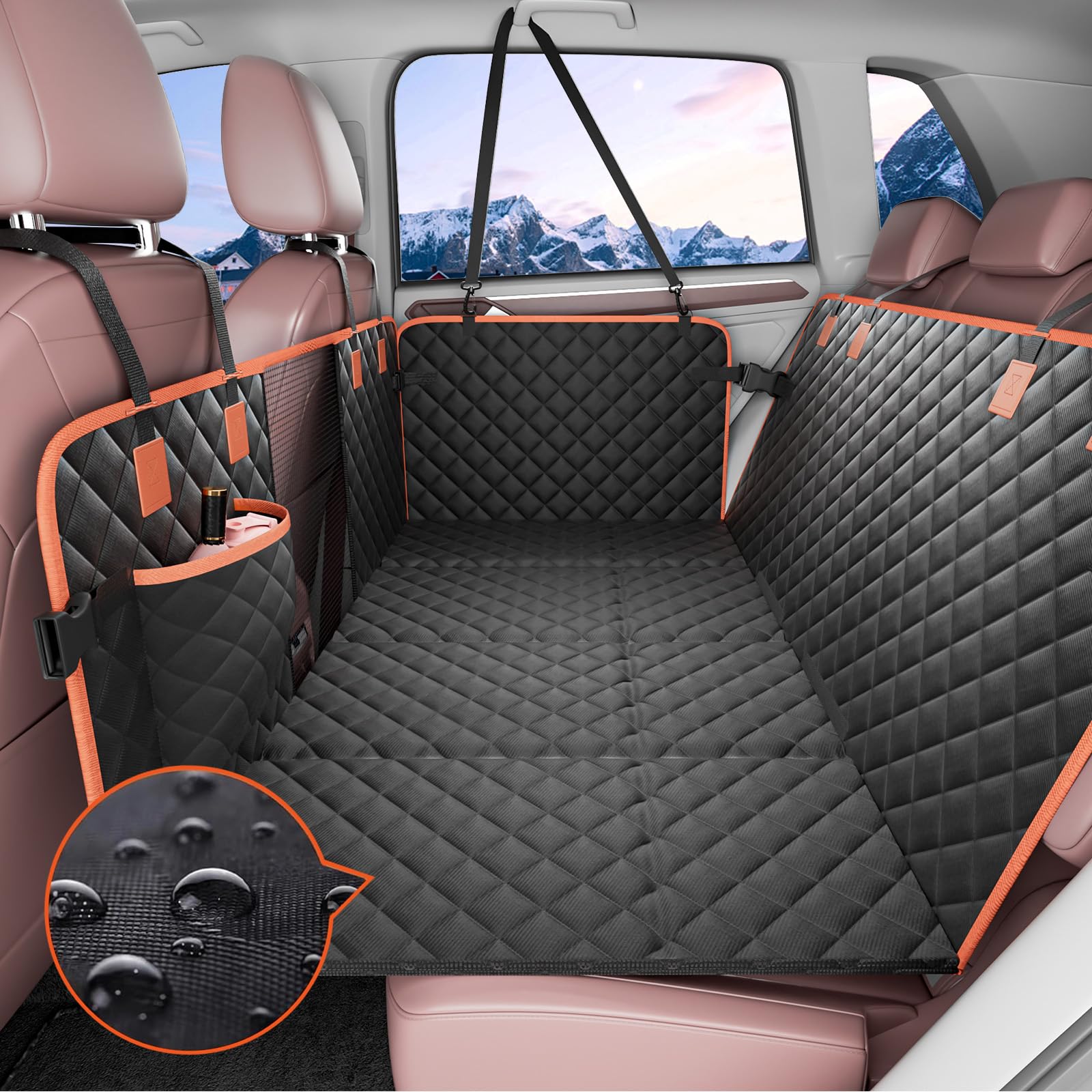 VEVOR Back Seat Extender for Dogs, Hard Bottom Car Seat Cover for Dogs Supports 350lbs,Dog Seat Cover for Back Seat Hard Bottom,