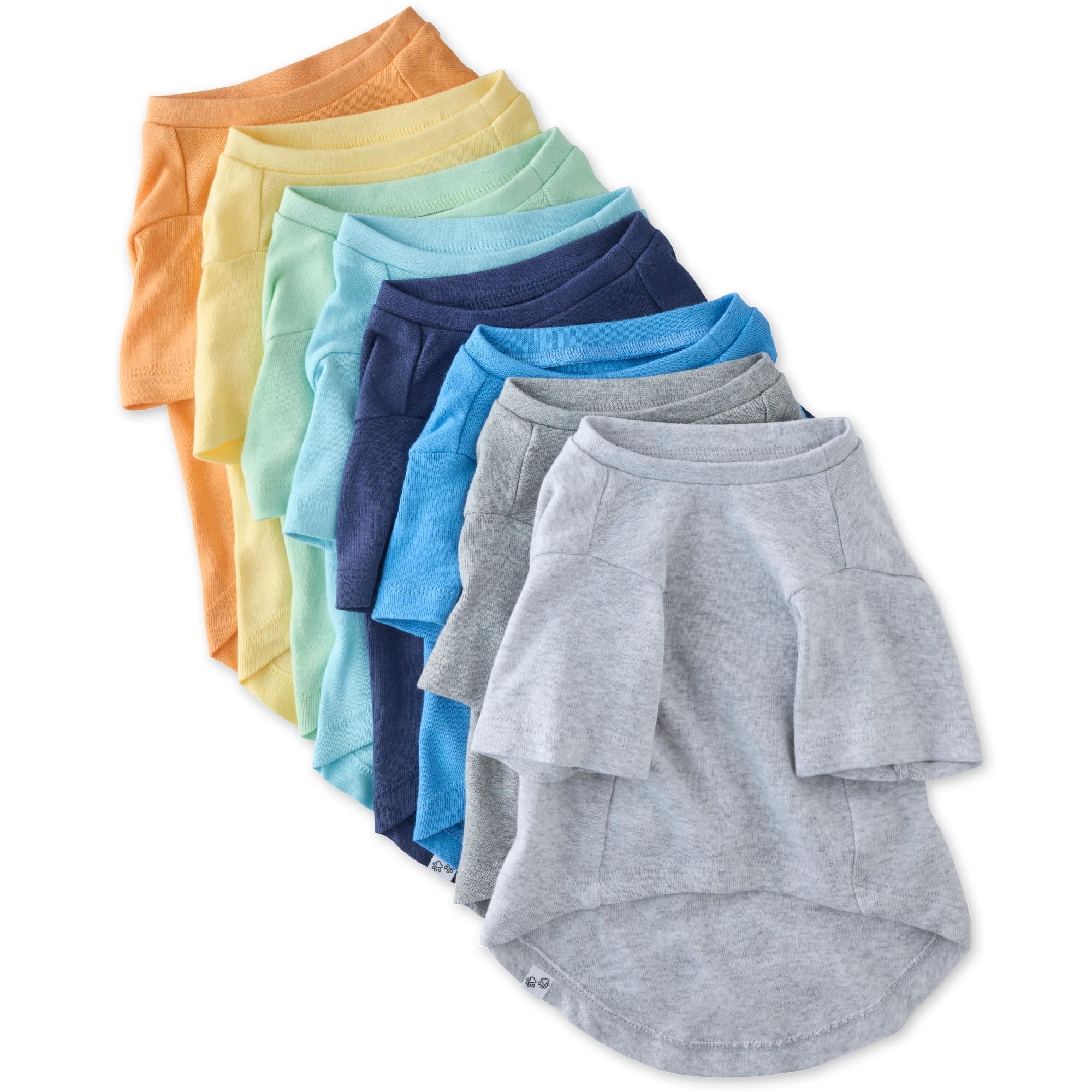 Pet Passion Multipack 100% Organic Cotton Dog Short Sleeve T-Shirt Pet Tees For All Breeds, Rainbow Blues, X-Large