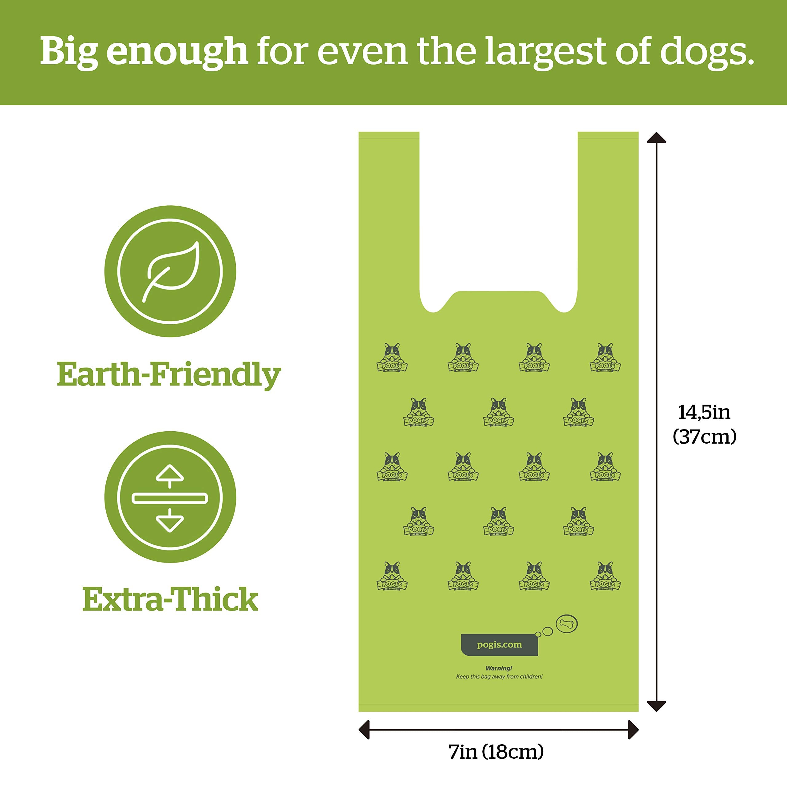 Pogi's Dog Poop Bags - 300 Unscented Leak-Proof Bags with Easy-Tie Handles - Ultra Thick Poop Bags for Dogs & Cats