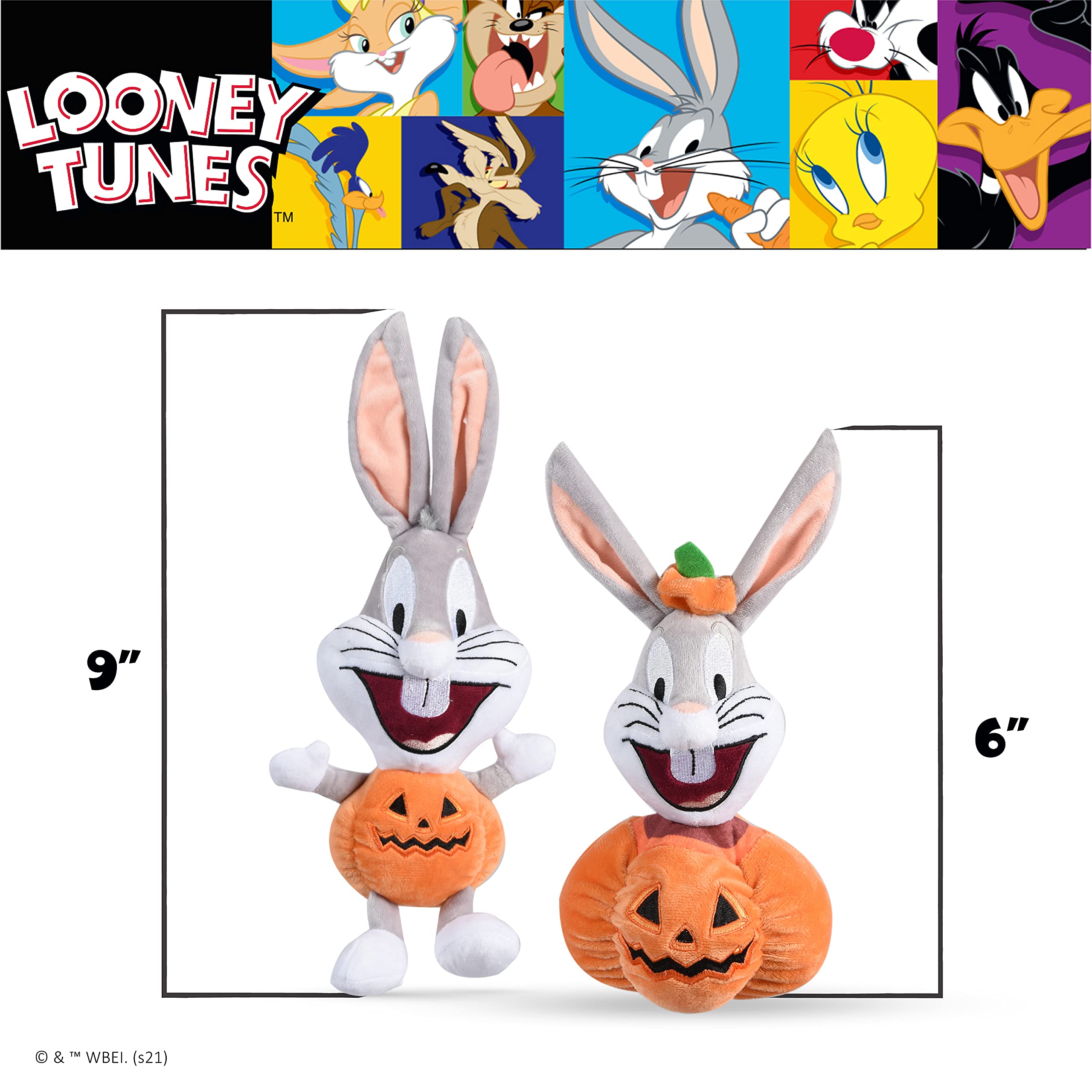 Looney Tunes For Pets Bugs Bunny Halloween Pumpkin Head Plush Dog Toy | Stuffed Animal Toy For Dogs, Small Dog Toy Bugs Bunny Squeaky Dog Toy Dog Chew Toy, 6 Inch (Ff16870)
