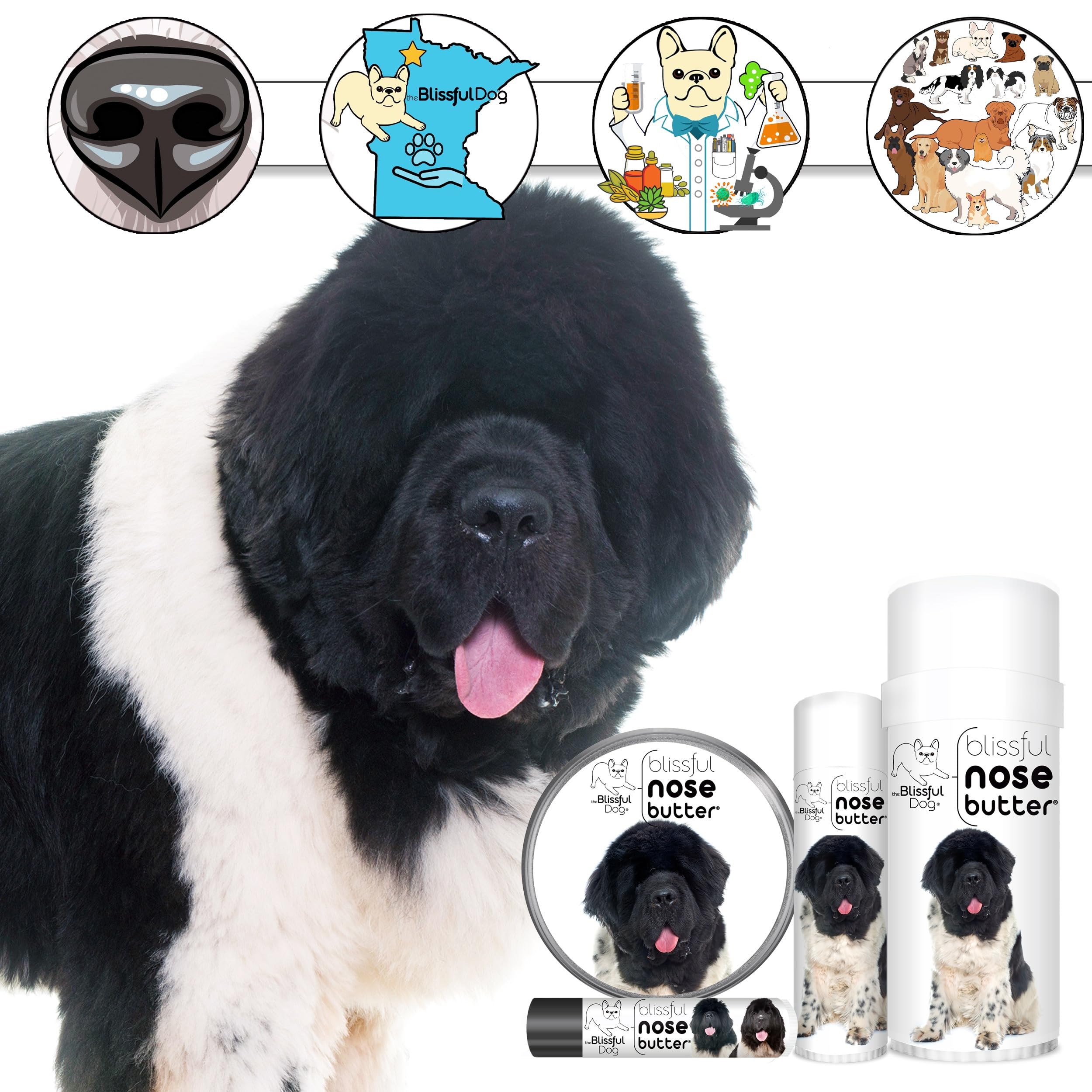 The Blissful Dog Landseer Newfoundland Nose Butter, Versatile Dog Nose Balm for Dry Nose, Handcrafted Nose Moisturizer, Easy-to-