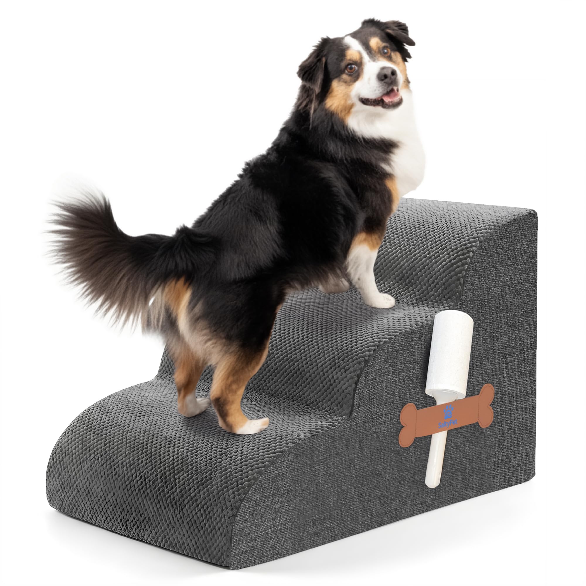 Dog Stairs for Small Dogs, 3-Step Dog Ramp for Bed Chair and Couch, Pet Stairs for Cats with Durable Non-Slip Waterproof Cover, 