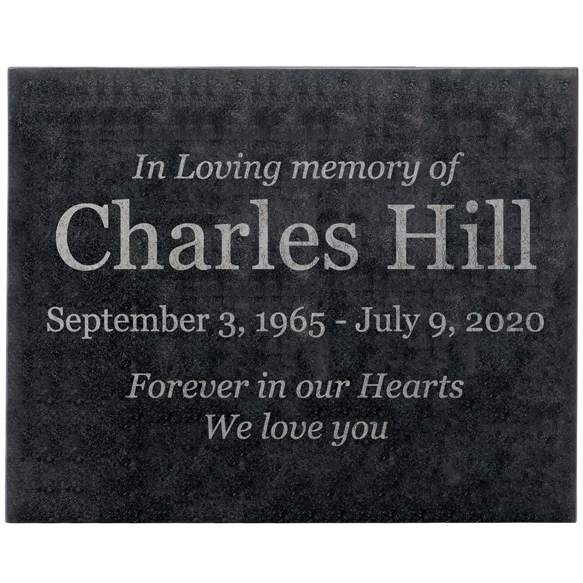 Easy Design - In Loving Memory - Black Granite Memorial or Sympathy Gift. Add your Personalized Text and Dates. Offered in a Var