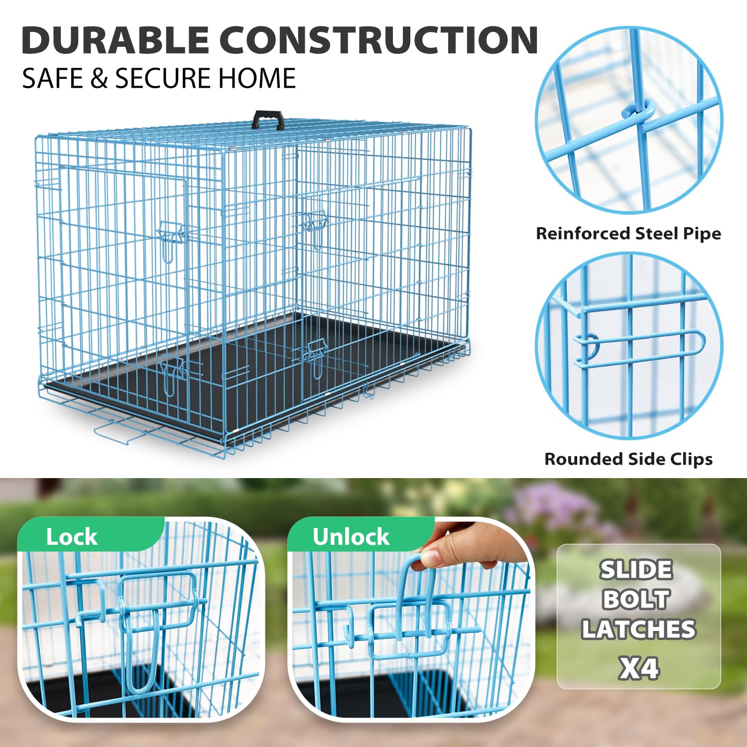 BestPet 24 Inch Dog Crates for Small Dogs Folding Mental Wire Crates Dog Kennels Outdoor and Indoor Pet Dog Cage Crate with Doub